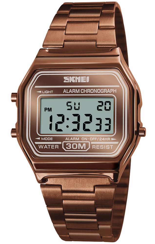 Foto 1 | Reloj Pasoy Digital Unisex De Acero Inoxidable Marrón Dorado - Venta Internacional.