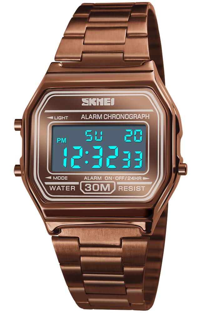 Foto 5 | Reloj Pasoy Digital Unisex De Acero Inoxidable Marrón Dorado - Venta Internacional.