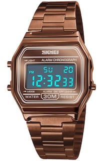 Foto 5 | Reloj Pasoy Digital Unisex De Acero Inoxidable Marrón Dorado - Venta Internacional.