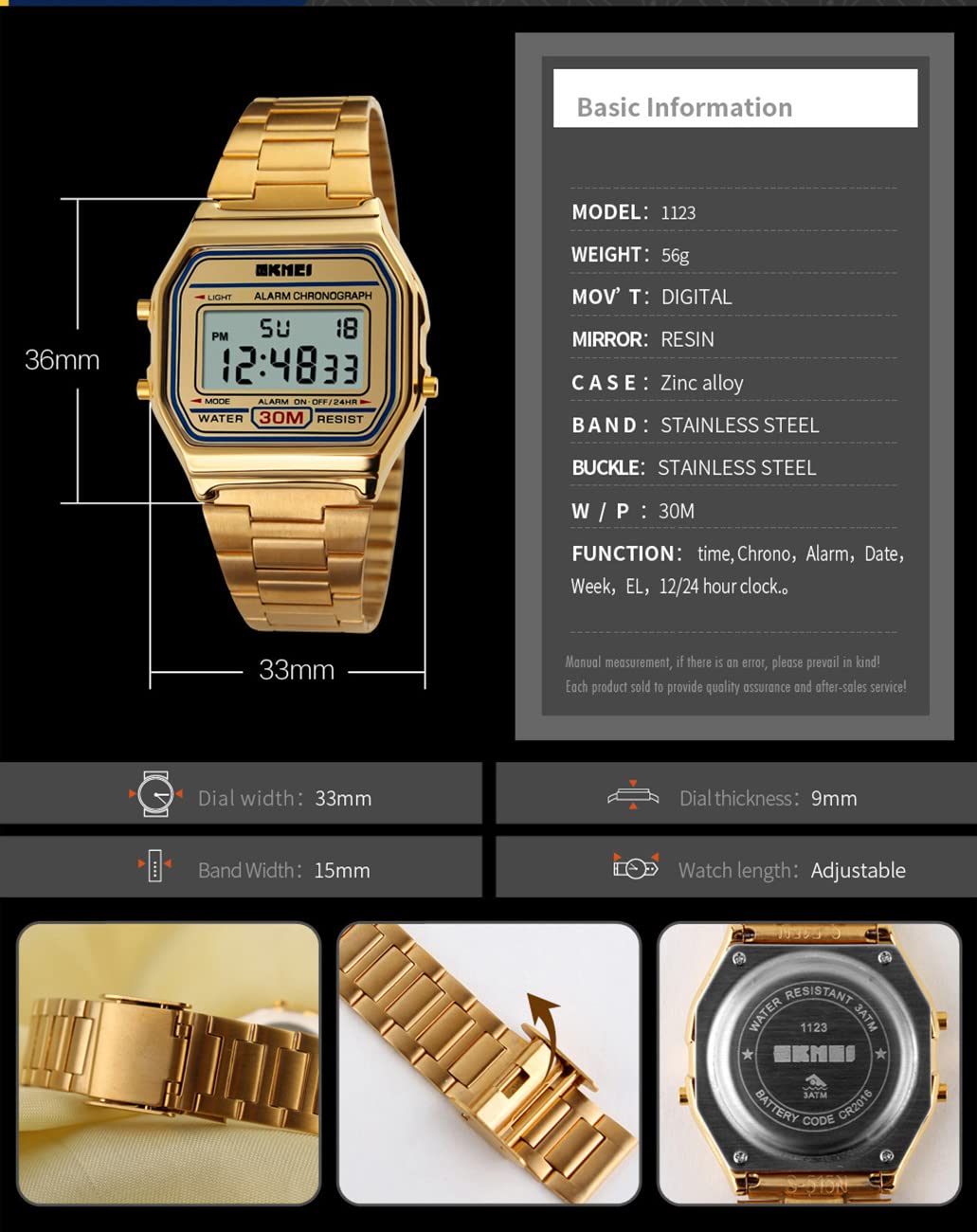 Foto 6 | Reloj Pasoy Digital Unisex De Acero Inoxidable Marrón Dorado - Venta Internacional.