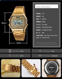 Foto 6 | Reloj Pasoy Digital Unisex De Acero Inoxidable Marrón Dorado - Venta Internacional.