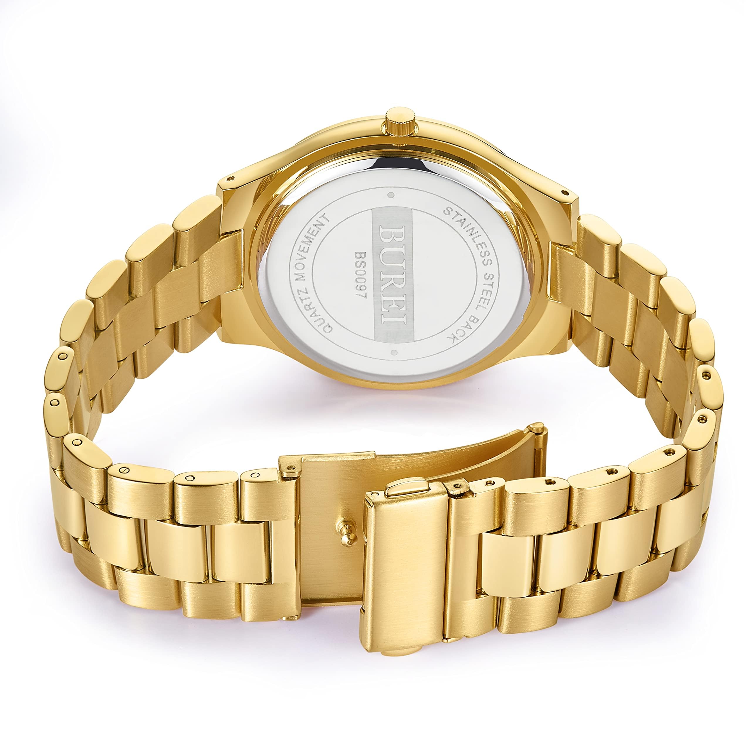Foto 4 pulgar | Reloj Burei Para Hombre, Acero Inoxidable Dorado, Cuarzo, Resistente Al Agua - Venta Internacional.