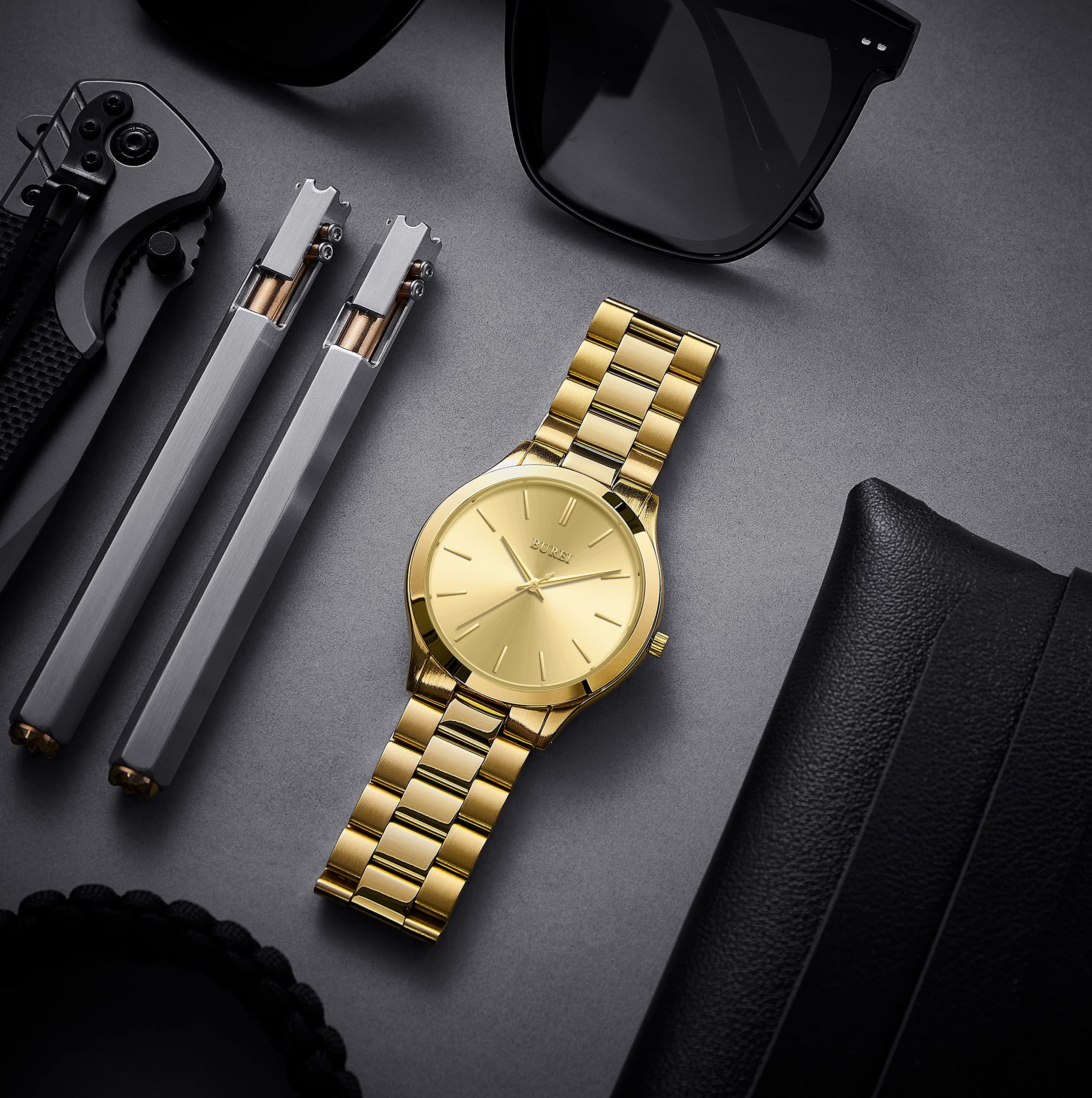 Foto 5 pulgar | Reloj Burei Para Hombre, Acero Inoxidable Dorado, Cuarzo, Resistente Al Agua - Venta Internacional.