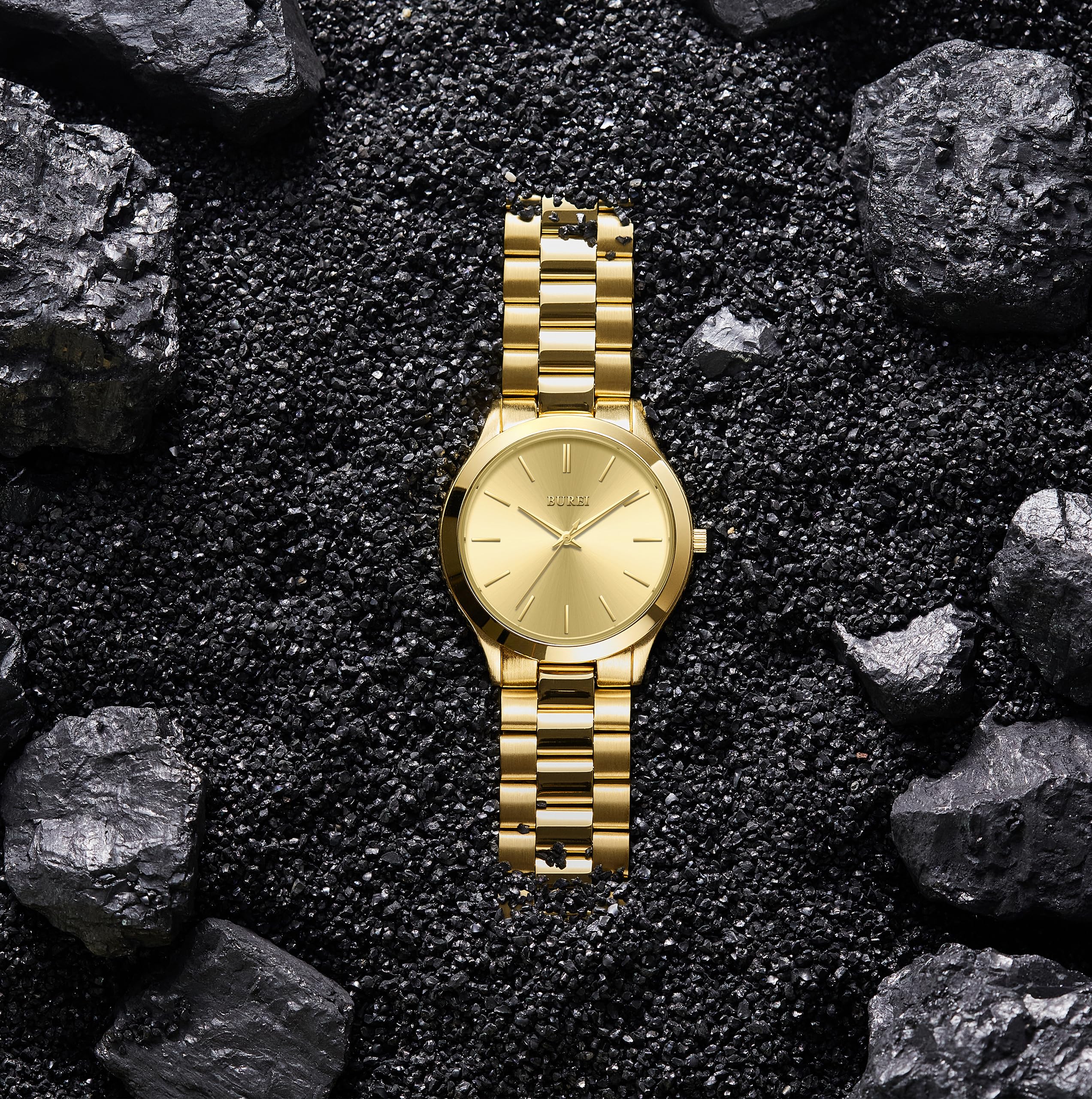Foto 6 pulgar | Reloj Burei Para Hombre, Acero Inoxidable Dorado, Cuarzo, Resistente Al Agua - Venta Internacional.