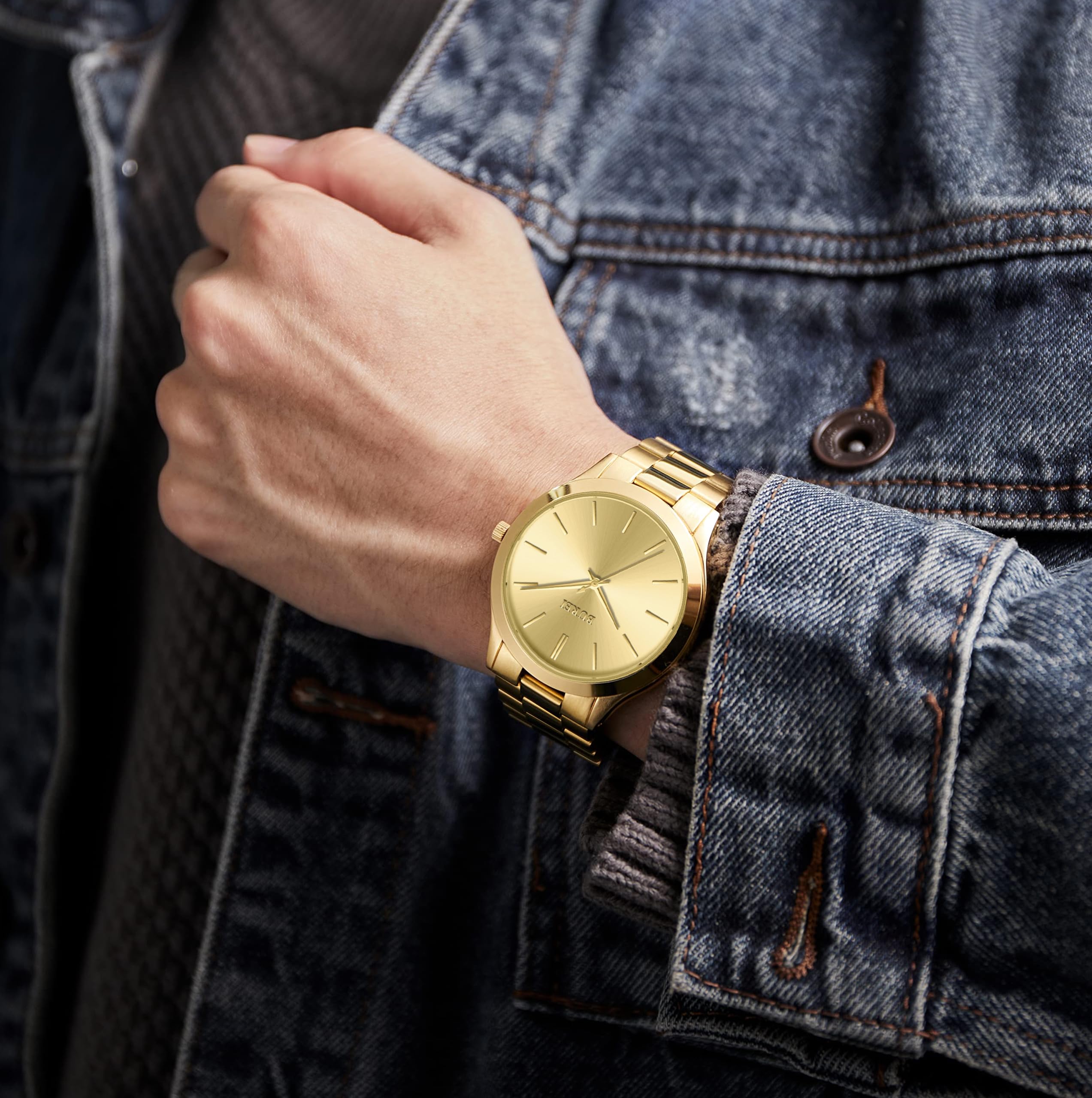 Foto 7 pulgar | Reloj Burei Para Hombre, Acero Inoxidable Dorado, Cuarzo, Resistente Al Agua - Venta Internacional.