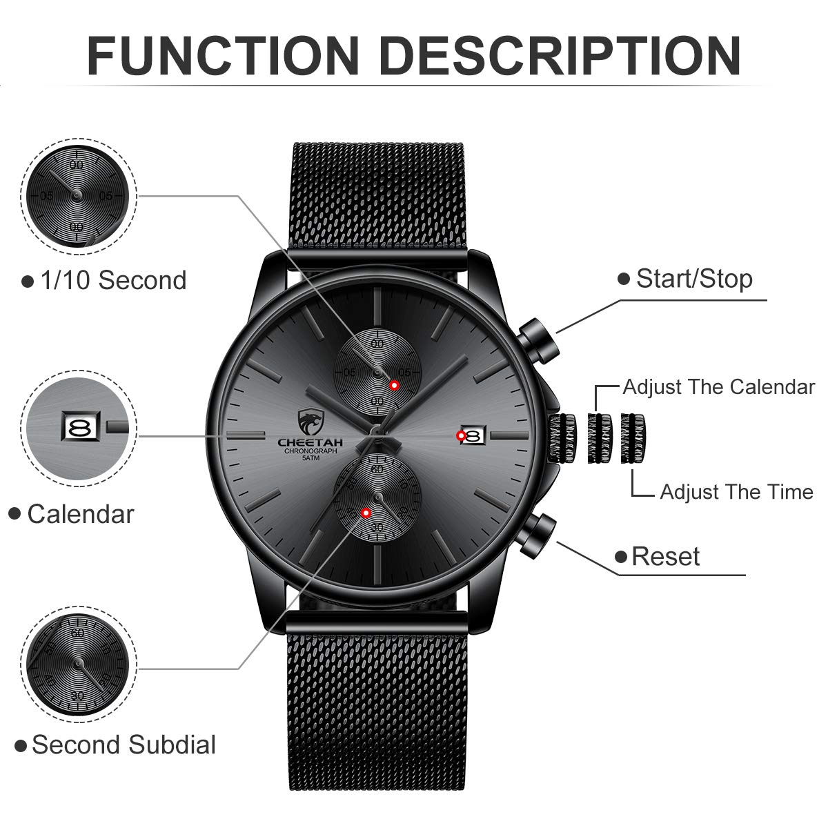 Foto 3 | Reloj Analógico Golden Hour Fashion Sport Quartz Para Hombre - Venta Internacional.