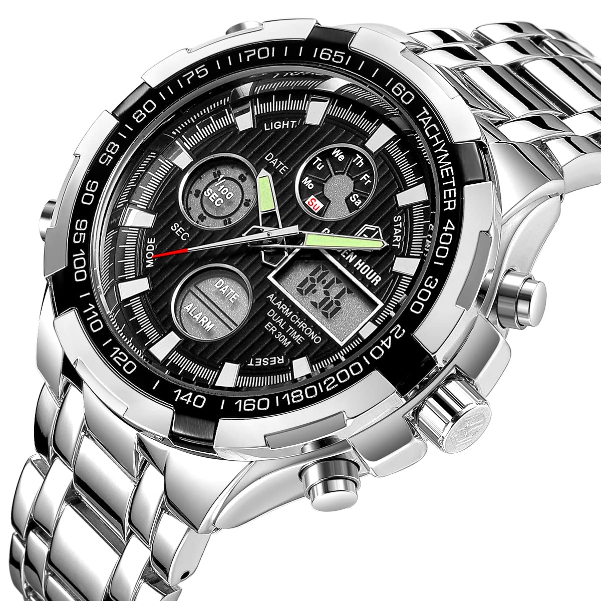 Foto 2 | Reloj Golden Hour De Lujo De Acero Inoxidable Analógico Digital Para Hombre A Prueba De Agua - Venta Internacional.
