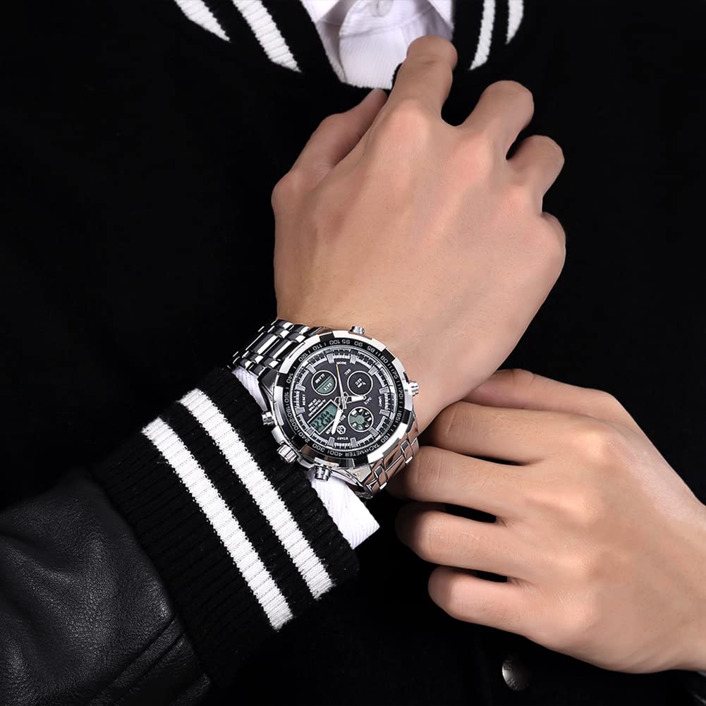 Foto 7 | Reloj Golden Hour De Lujo De Acero Inoxidable Analógico Digital Para Hombre A Prueba De Agua - Venta Internacional.