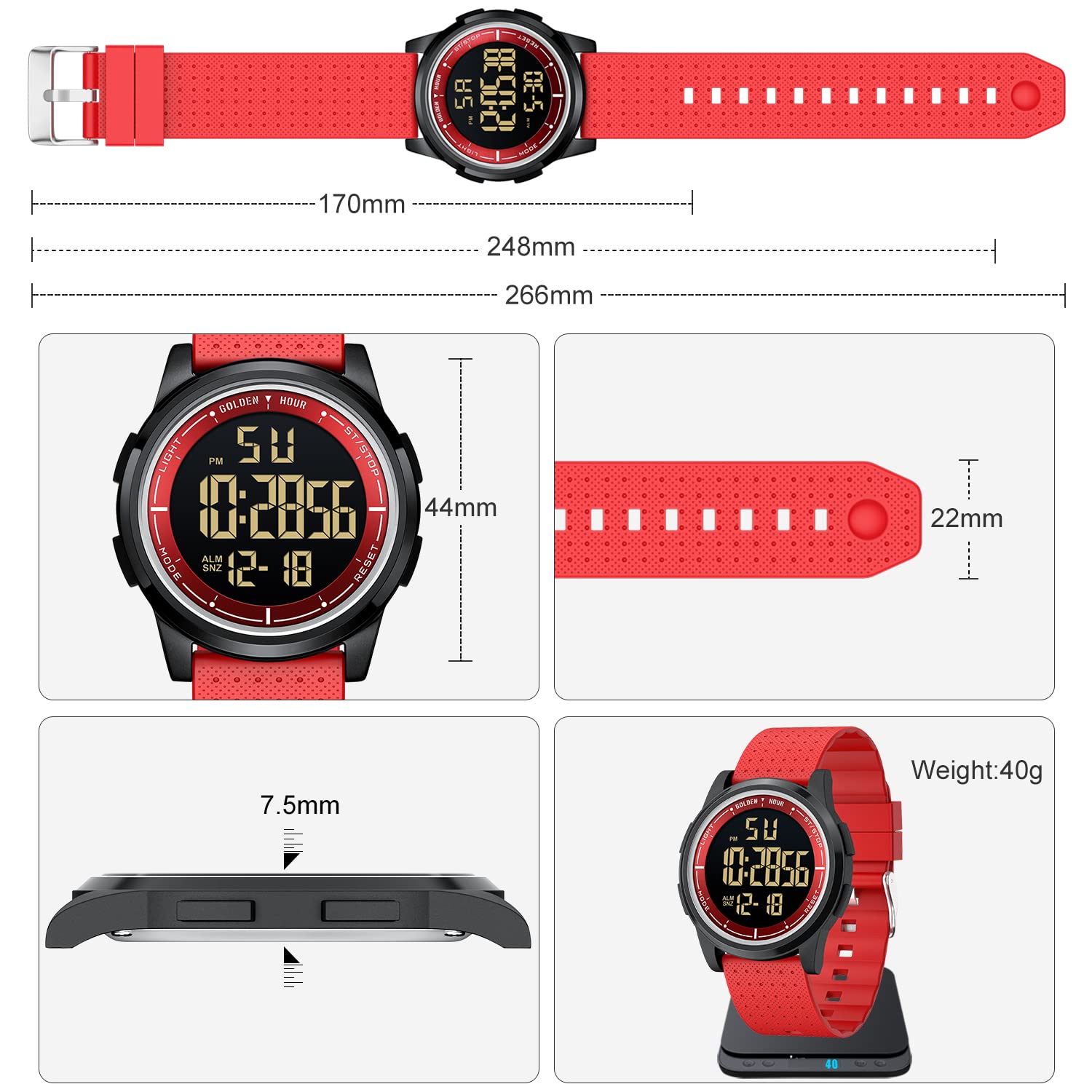 Foto 5 pulgar | Reloj Golden Hour, Ultrafino Y Minimalista, Resistente Al Agua Hasta 50 M - Venta Internacional.