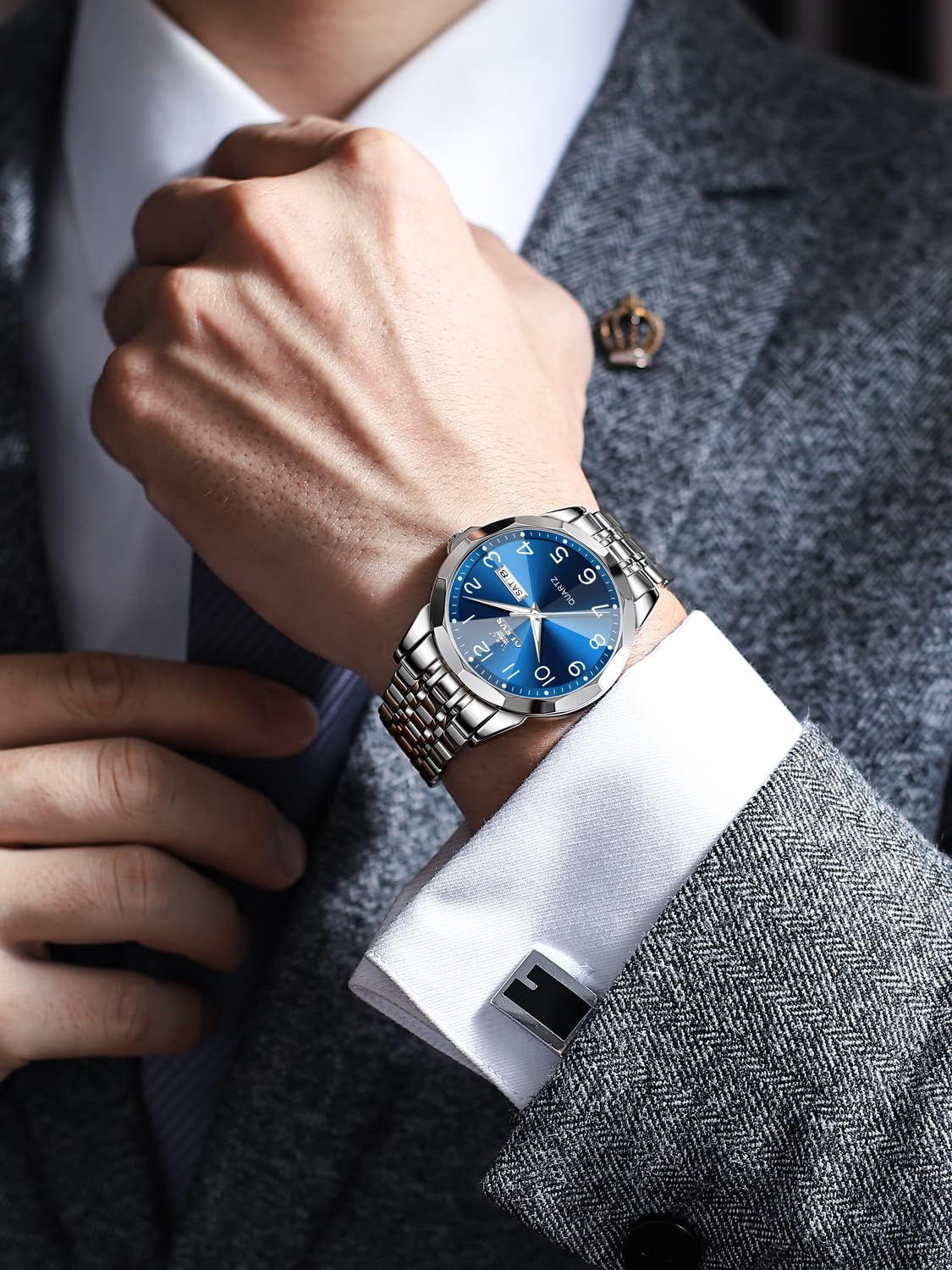 Foto 3 | Reloj Olevs Vestido De Lujo Analógico De Cuarzo Para Hombre A Prueba De Agua - Venta Internacional.