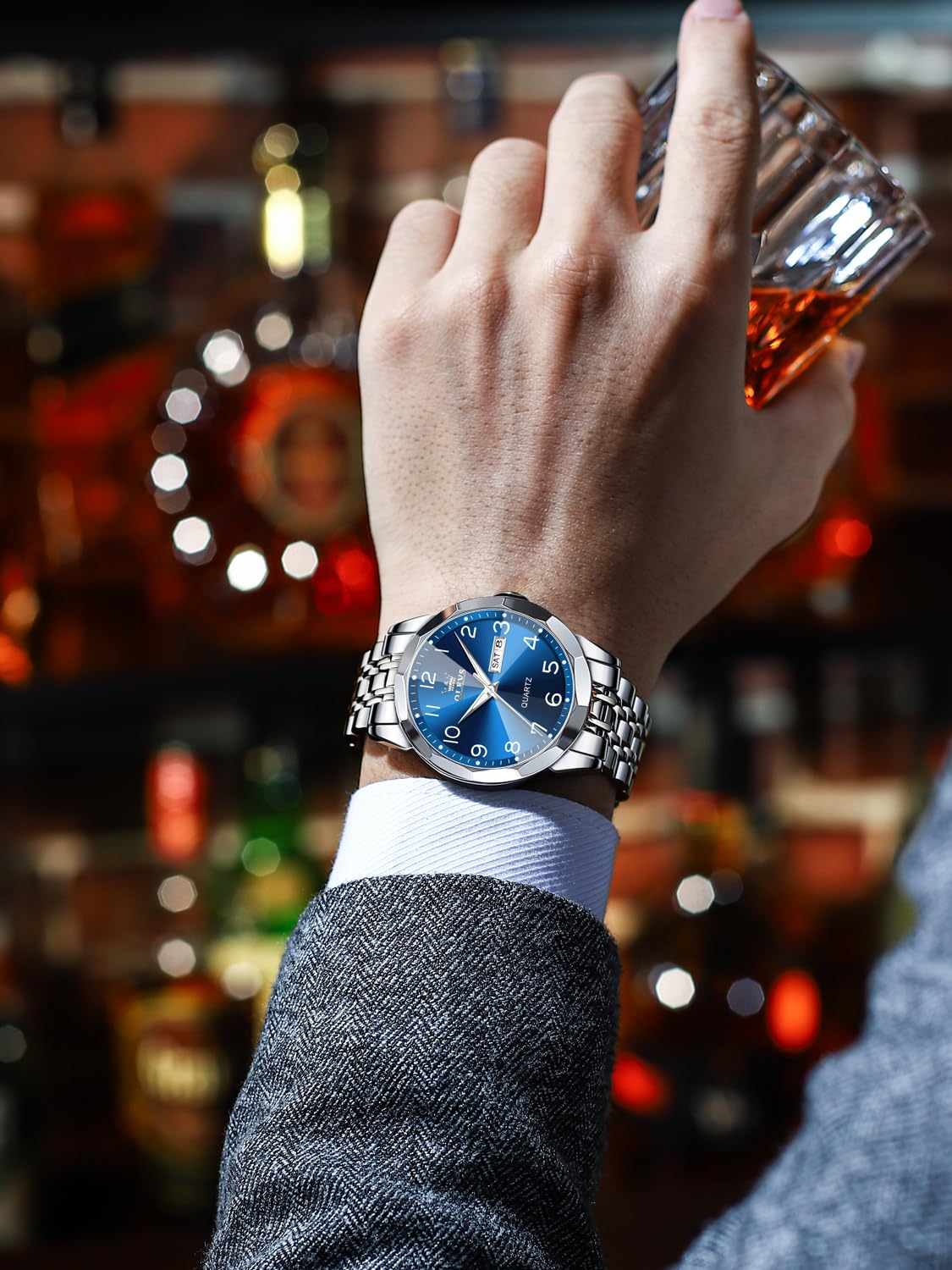 Foto 4 | Reloj Olevs Vestido De Lujo Analógico De Cuarzo Para Hombre A Prueba De Agua - Venta Internacional.