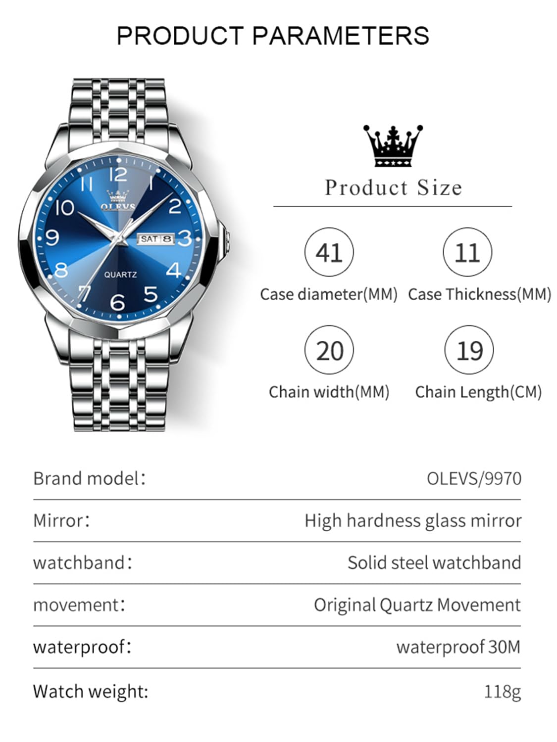 Foto 7 pulgar | Reloj Olevs Vestido De Lujo Analógico De Cuarzo Para Hombre A Prueba De Agua - Venta Internacional.