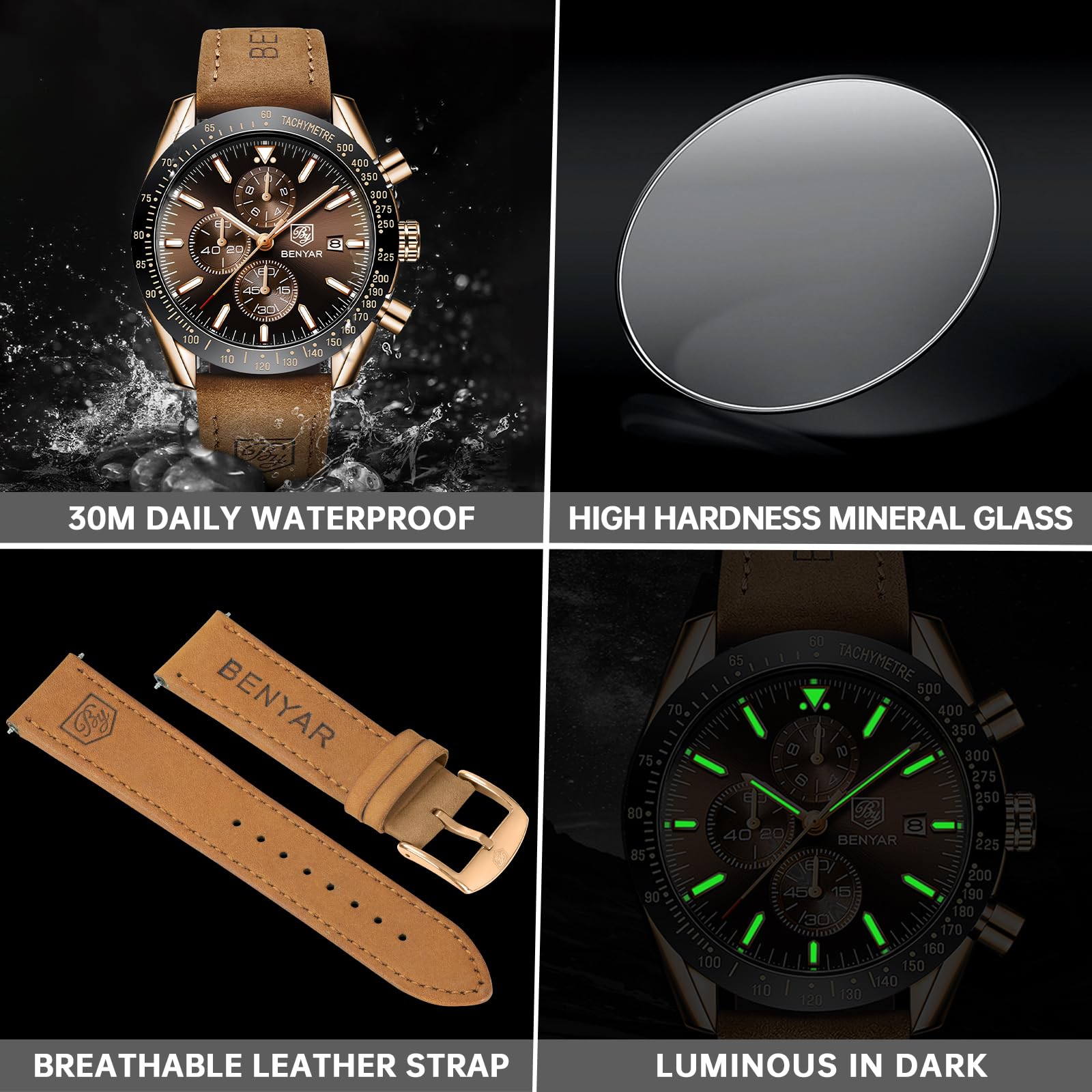 Foto 5 pulgar | Reloj By Benyar By-5140 Con Cronógrafo De Cuarzo Para Hombre - Venta Internacional.