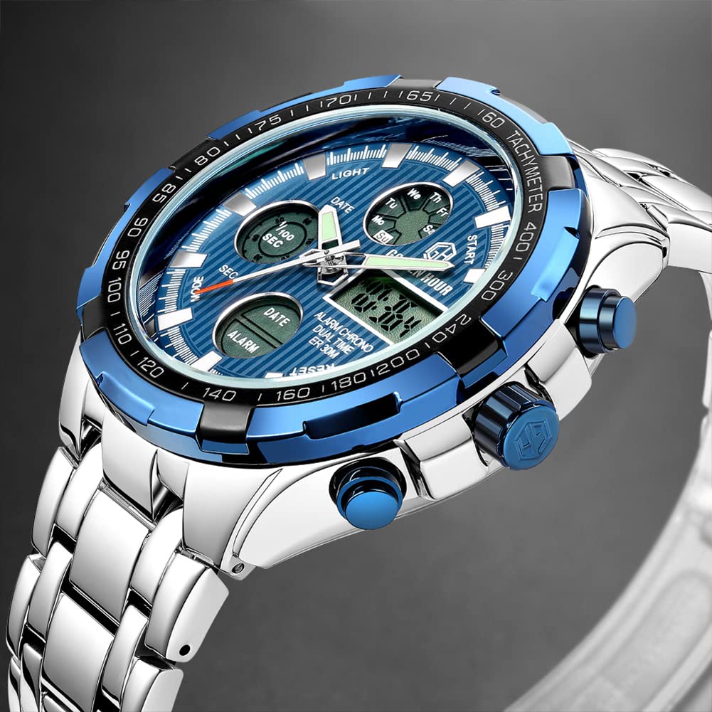 Foto 2 | Reloj Golden Hour De Lujo Analógico Digital De Acero Inoxidable Para Hombre - Venta Internacional.