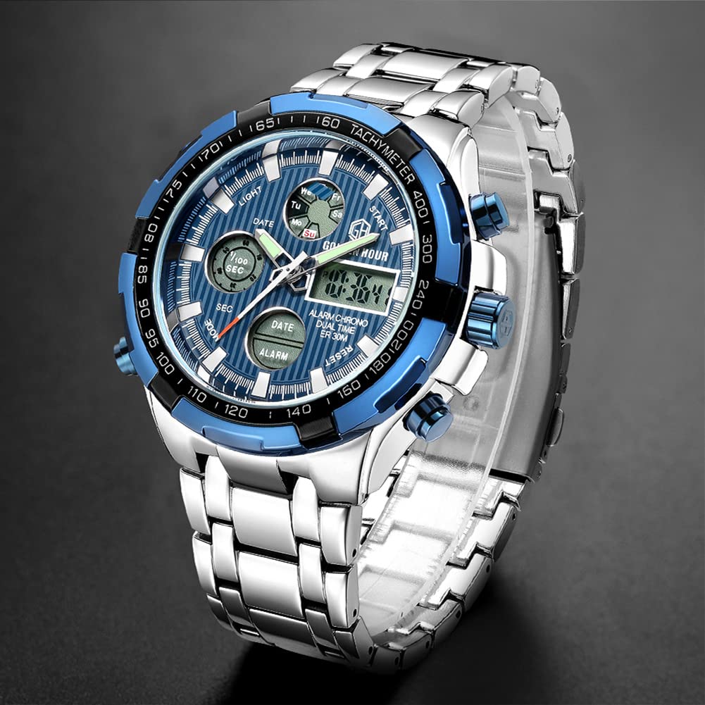 Foto 5 pulgar | Reloj Golden Hour De Lujo Analógico Digital De Acero Inoxidable Para Hombre - Venta Internacional.