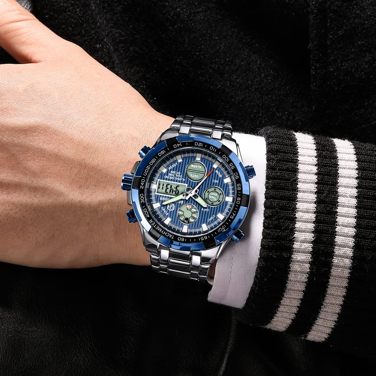 Foto 7 | Reloj Golden Hour De Lujo Analógico Digital De Acero Inoxidable Para Hombre - Venta Internacional.