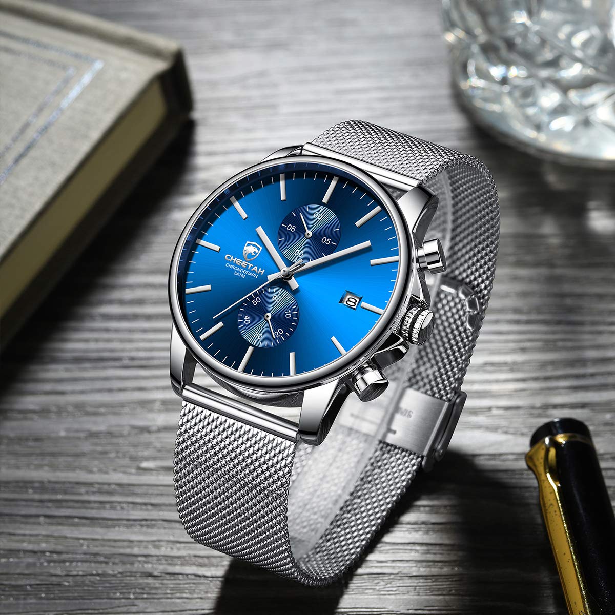Foto 7 pulgar | Reloj Golden Hour Con Cronógrafo De Cuarzo A La Moda Para Hombre, Color Plateado - Venta Internacional.