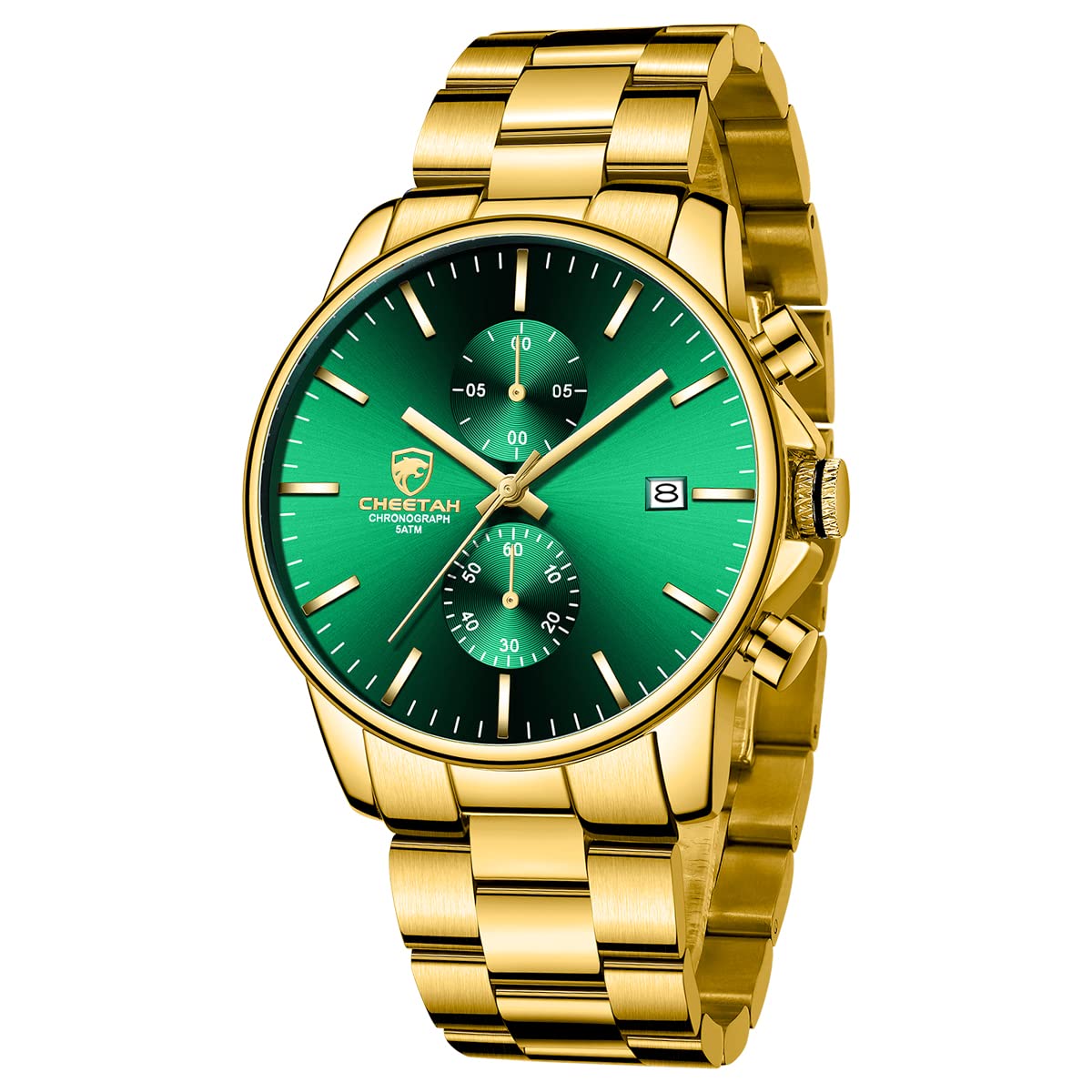 Reloj Golden Hour Con Cronógrafo Casual Y Esfera Verde A La Moda Para Hombre - Venta Internacional.