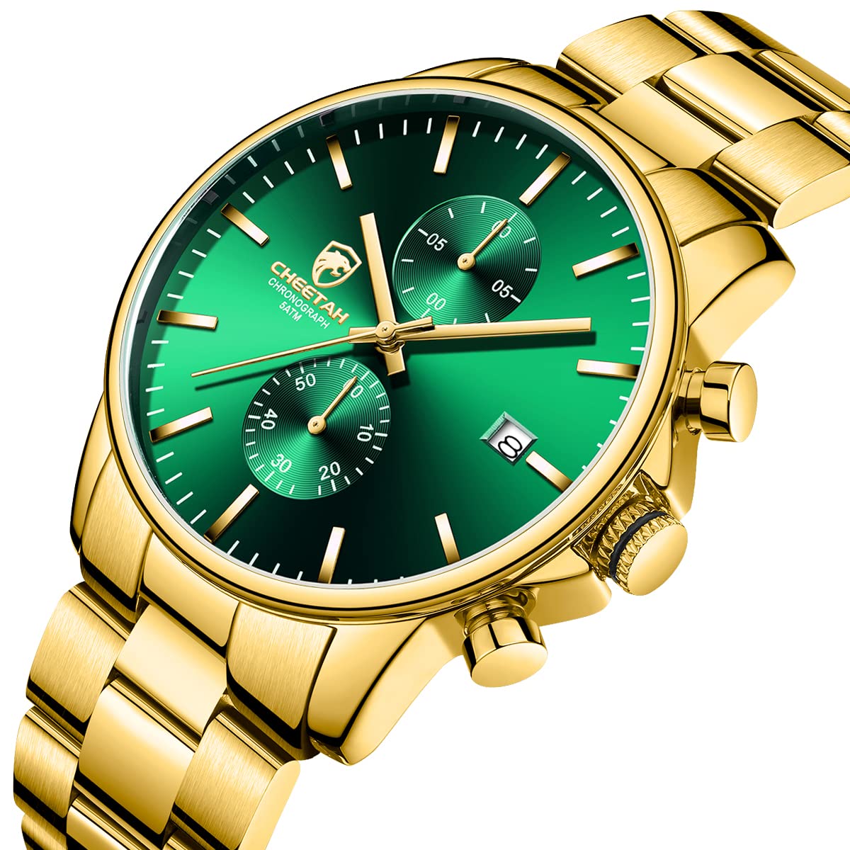 Foto 3 pulgar | Reloj Golden Hour Con Cronógrafo Casual Y Esfera Verde A La Moda Para Hombre - Venta Internacional.