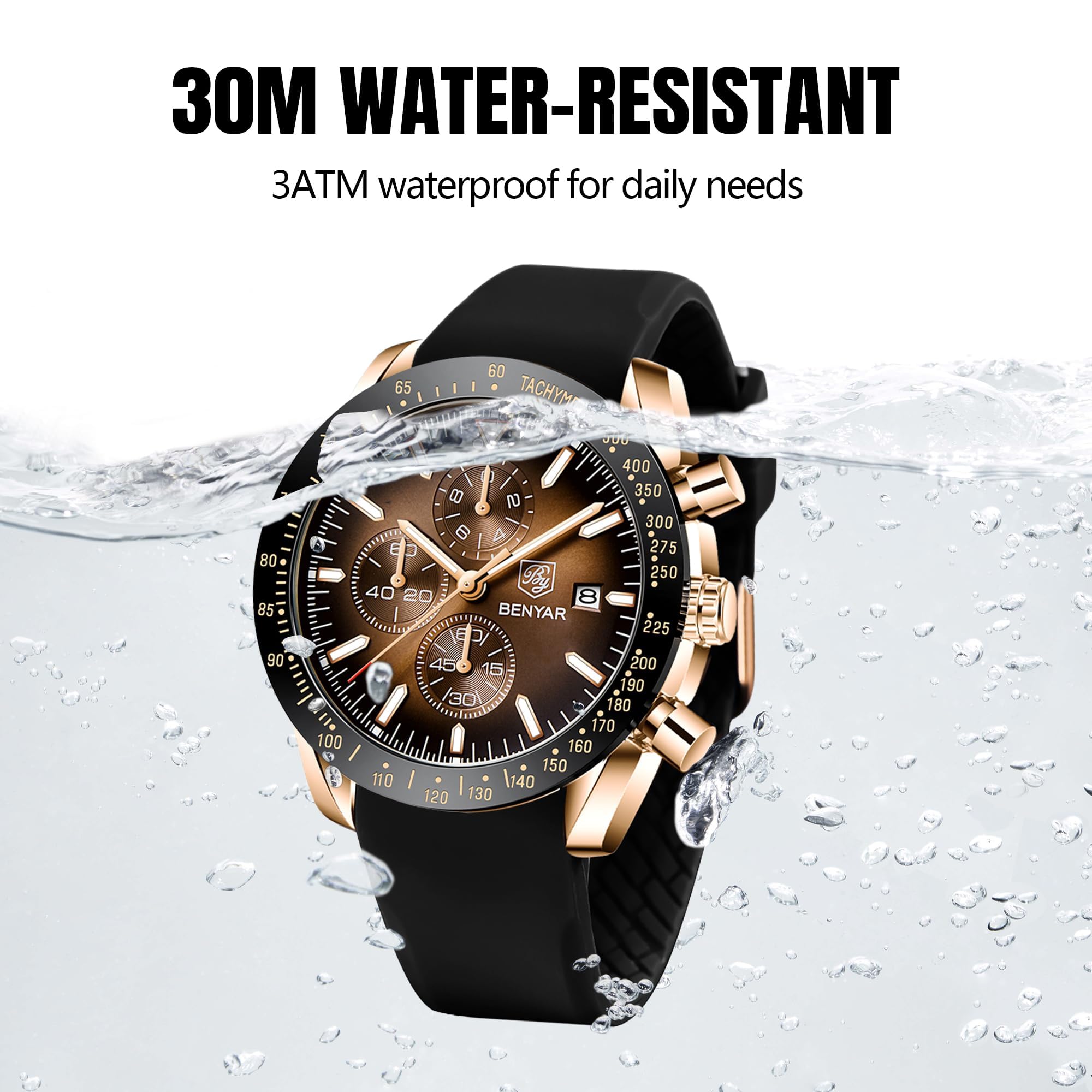 Foto 4 pulgar | Reloj By Benyar Chronograph Quartz Impermeable Para Hombre - Venta Internacional.