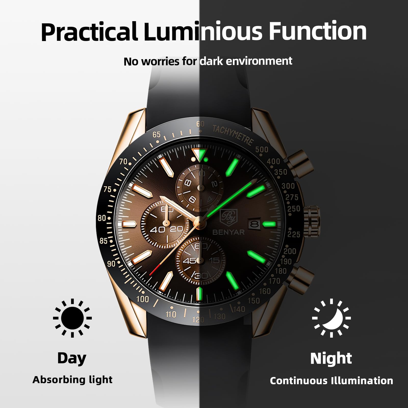 Foto 5 pulgar | Reloj By Benyar Chronograph Quartz Impermeable Para Hombre - Venta Internacional.