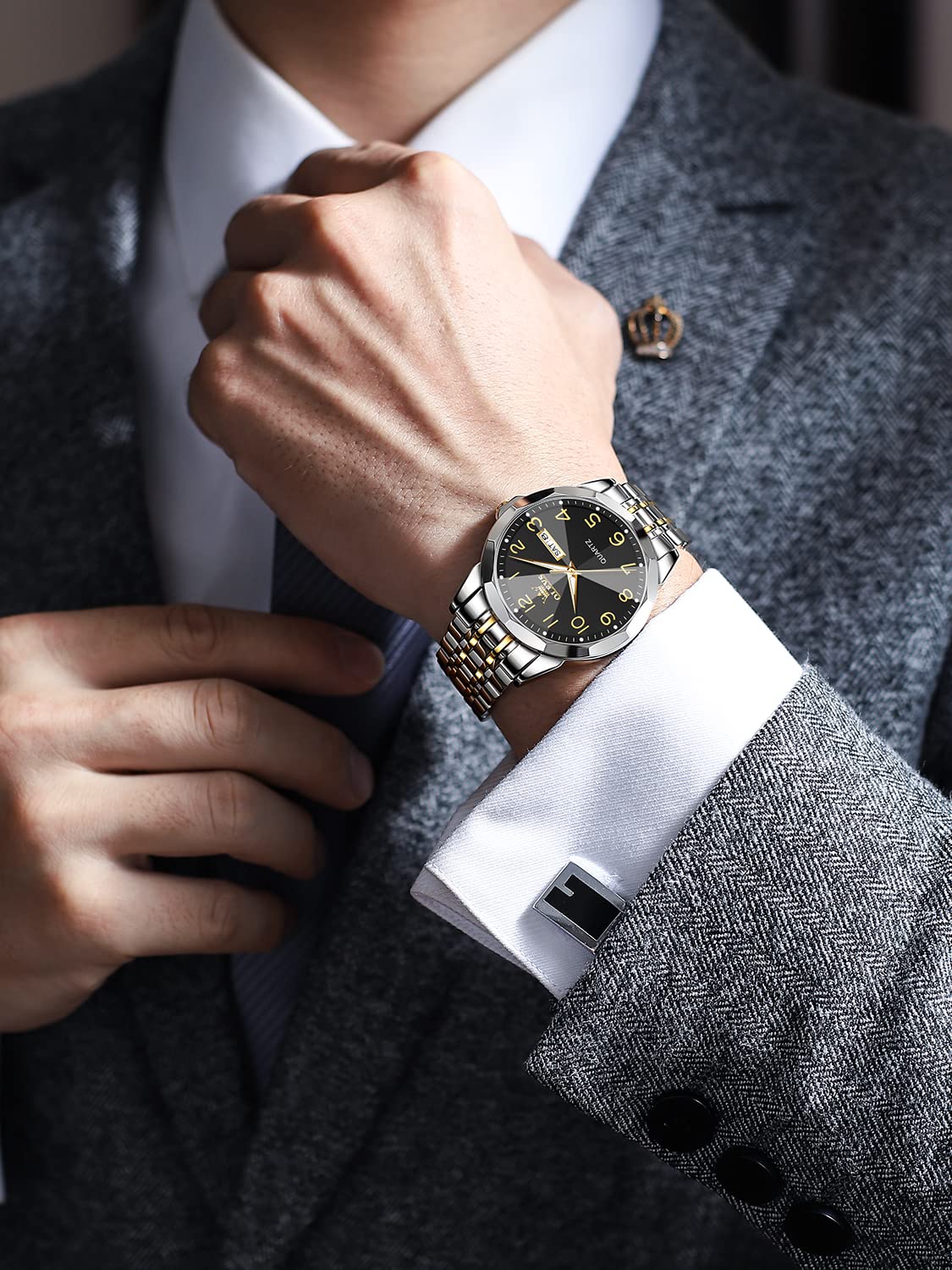 Foto 4 pulgar | Reloj Olevs Black Luxury Dress Analog Quartz Para Hombre - Venta Internacional.