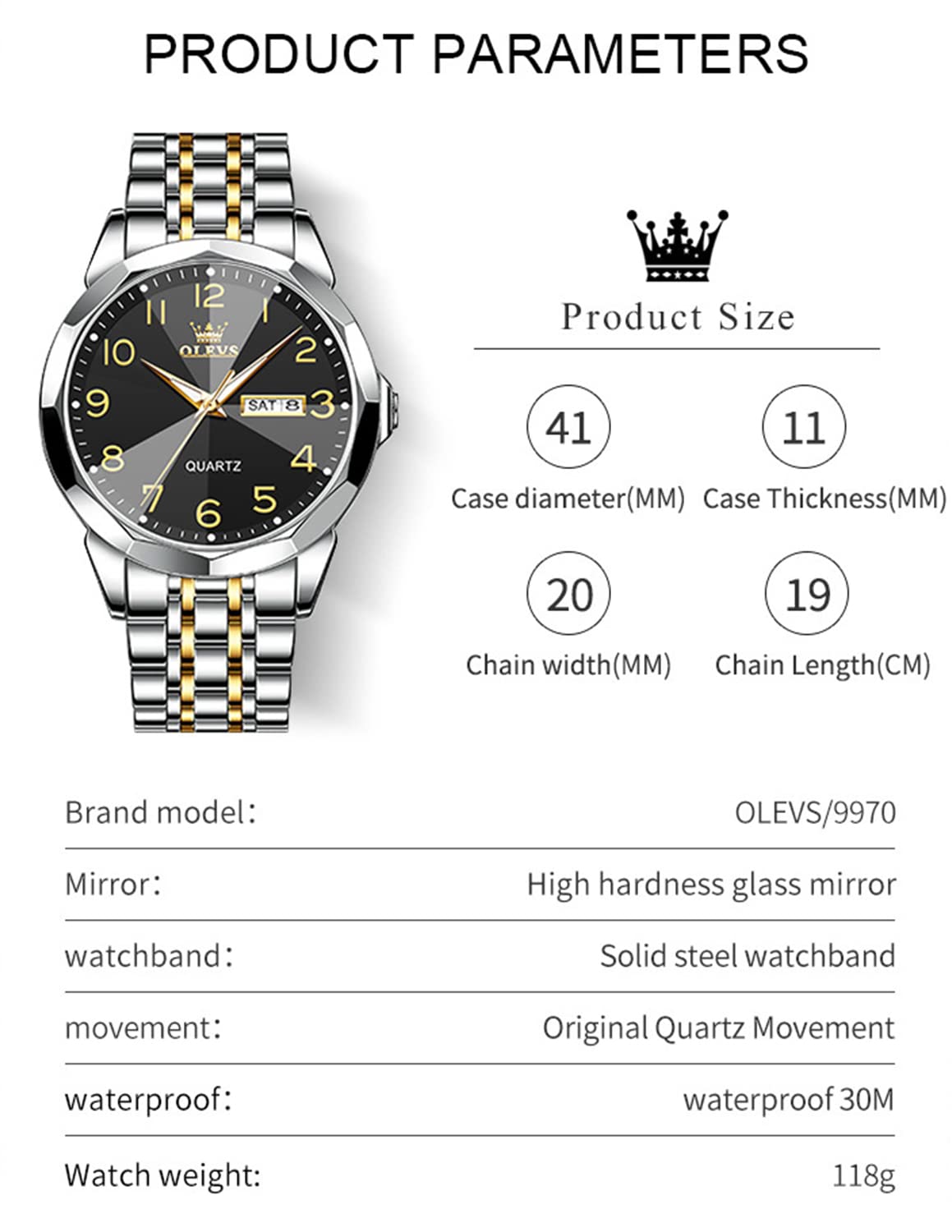 Foto 7 pulgar | Reloj Olevs Black Luxury Dress Analog Quartz Para Hombre - Venta Internacional.