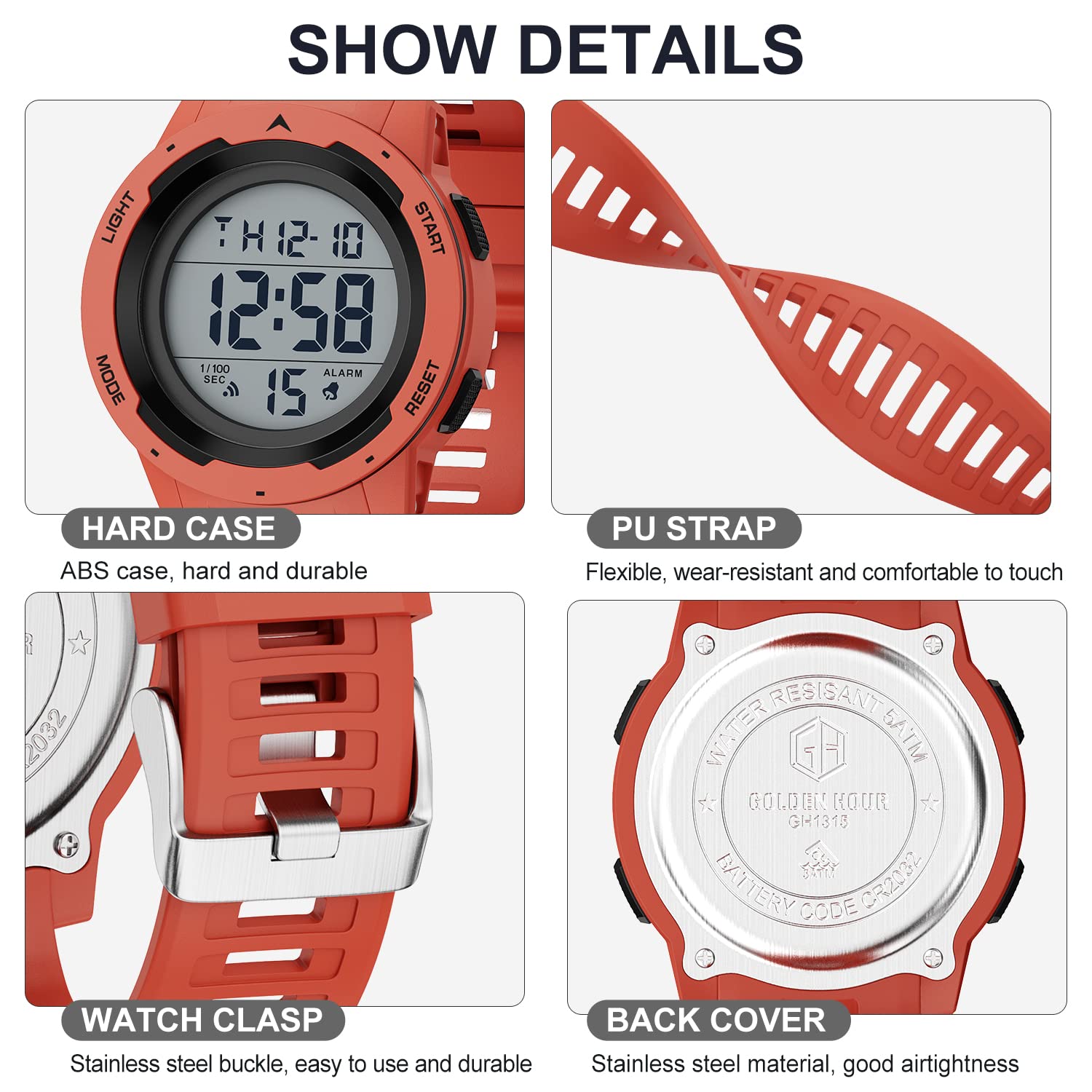 Foto 4 pulgar | Reloj Deportivo Golden Hour Waterproof Digital Para Hombre - Venta Internacional.