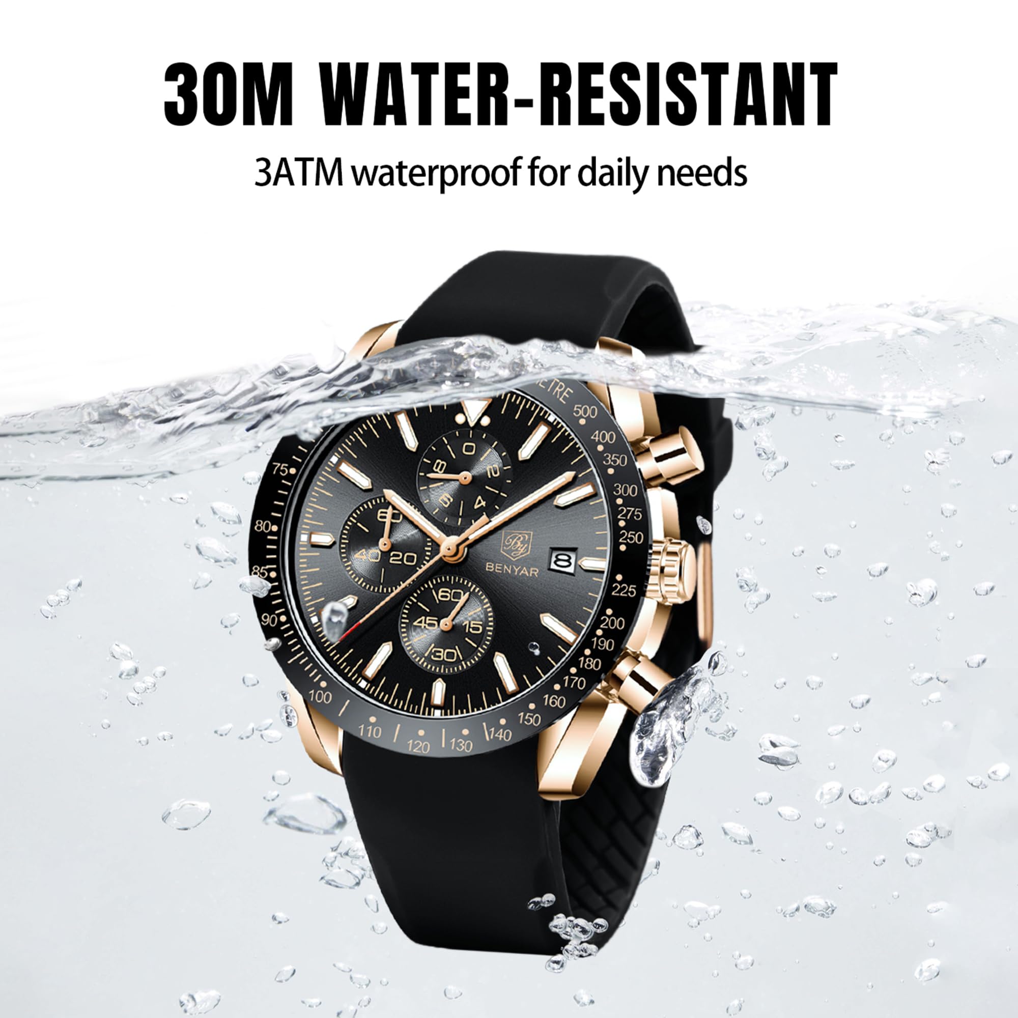 Foto 4 | Reloj By Benyar Cronógrafo Analógico De Cuarzo Impermeable Para Hombre - Venta Internacional.