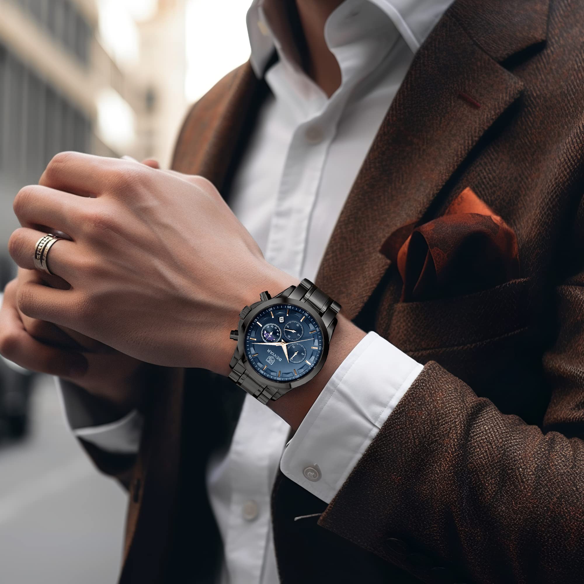 Foto 4 pulgar | Reloj By Benyar Chronograph Quartz De Acero Inoxidable Para Hombre - Venta Internacional.