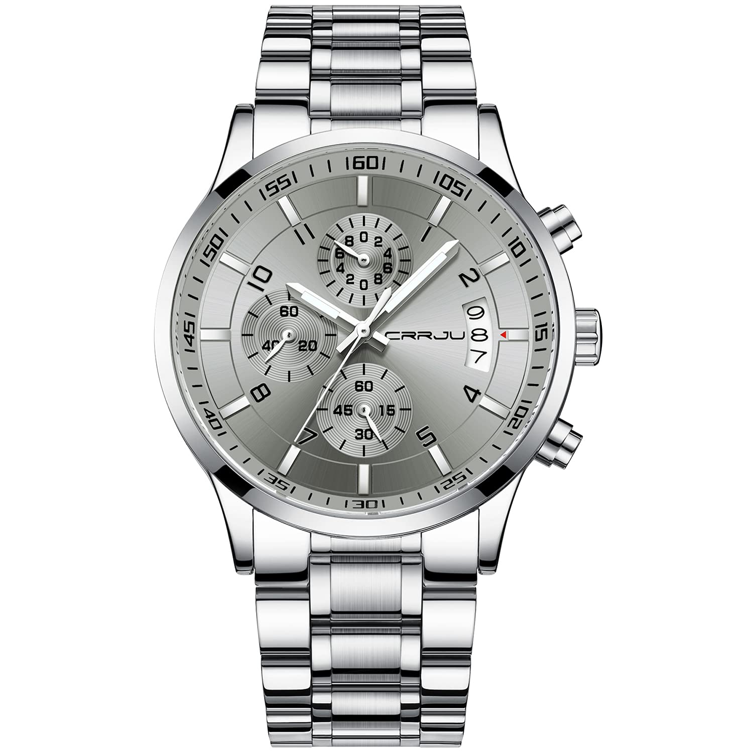 Reloj Crrju De Acero Inoxidable Para Hombre, Vestido De Negocios, 3 Atm, Agua - Venta Internacional.