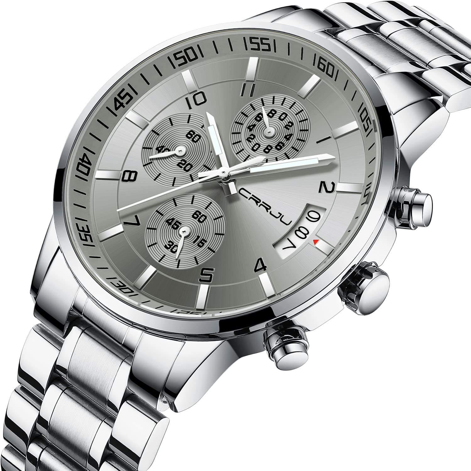 Foto 3 pulgar | Reloj Crrju De Acero Inoxidable Para Hombre, Vestido De Negocios, 3 Atm, Agua - Venta Internacional.