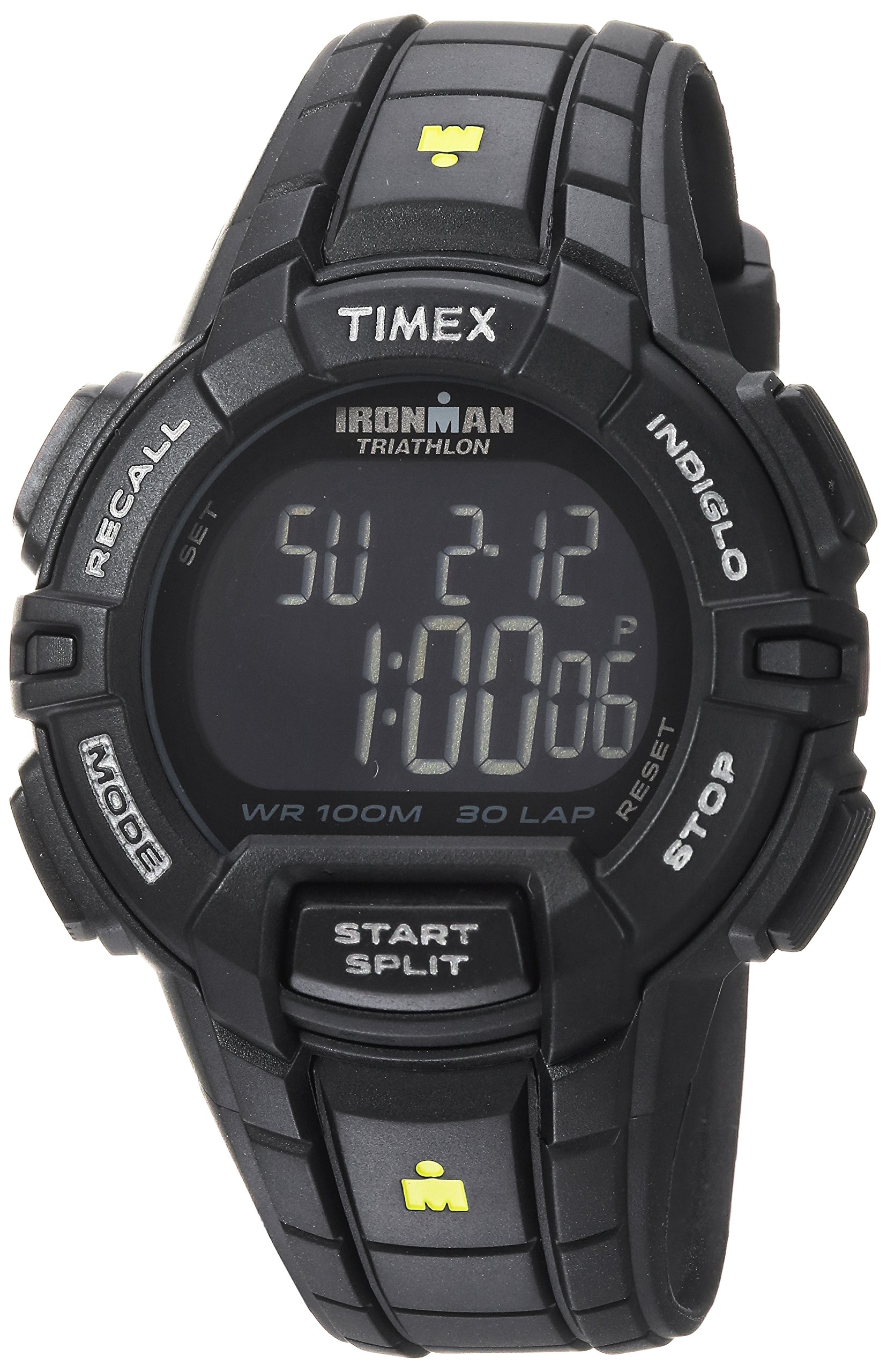 Reloj Timex Ironman Rugged 30 Para Hombre, Resina Negra/amarilla - Venta Internacional.