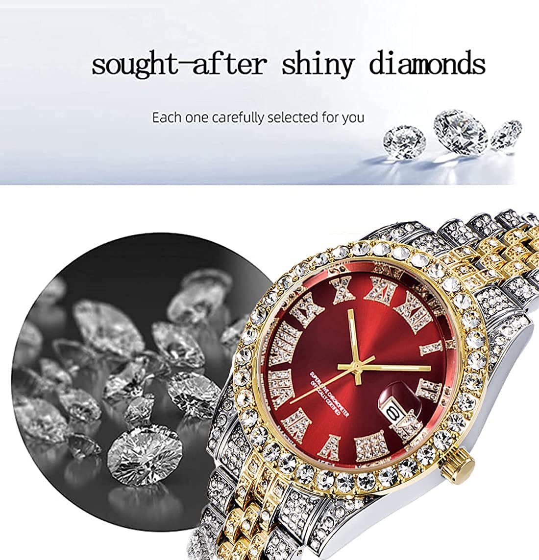 Foto 7 pulgar | Reloj Hunruy Hip Hop Iced-out Bling Diamond Luxury Para Hombre - Venta Internacional.