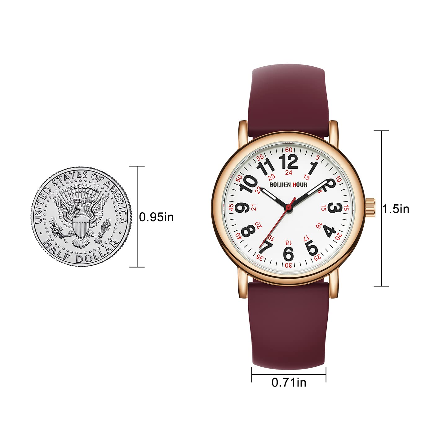 Foto 6 pulgar | Reloj De Enfermera Golden Hour Impermeable Para Uso Médico En Oro Rosa - Venta Internacional.