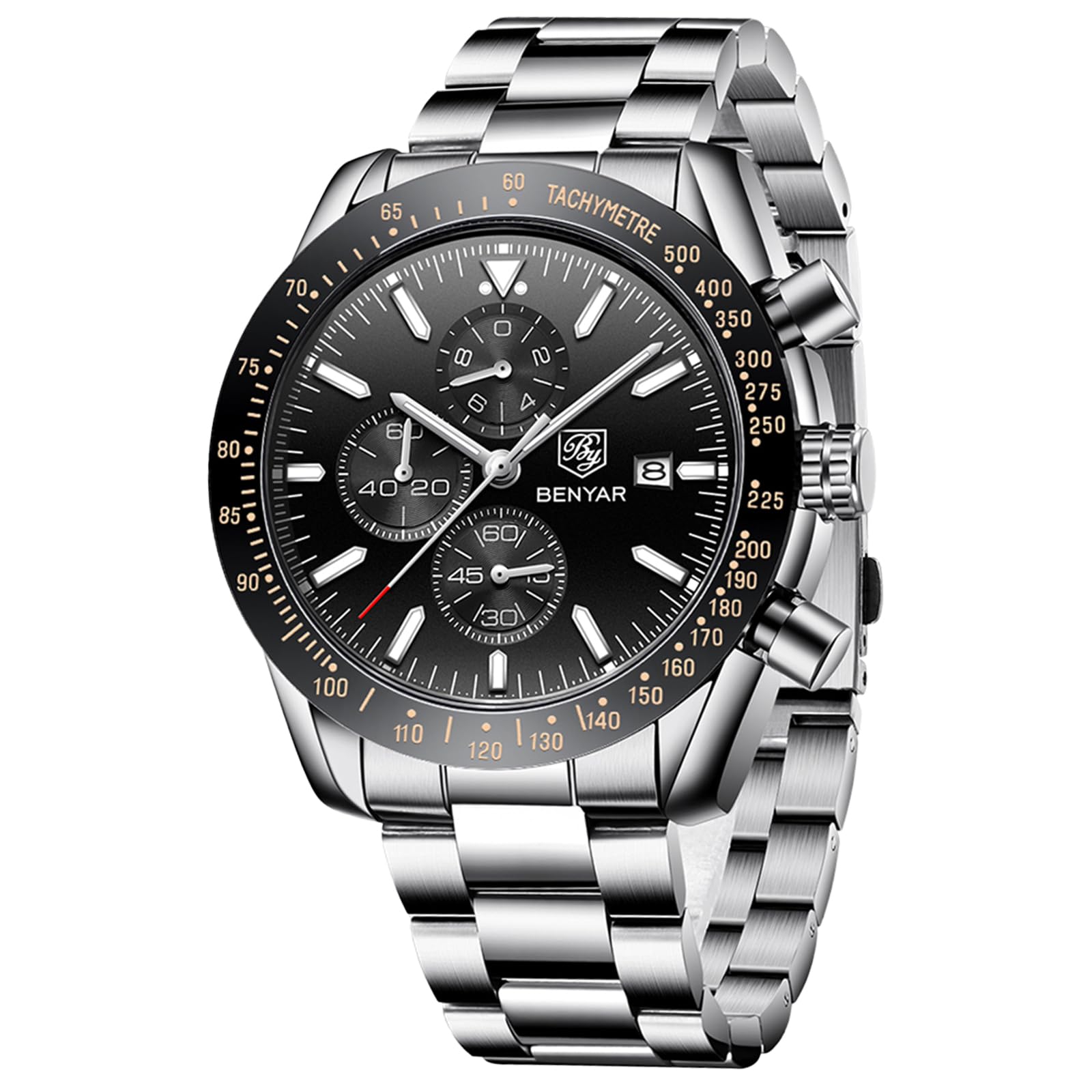 Reloj By Benyar Chronograph Analog Quartz Para Hombre De Acero Inoxidable - Venta Internacional.