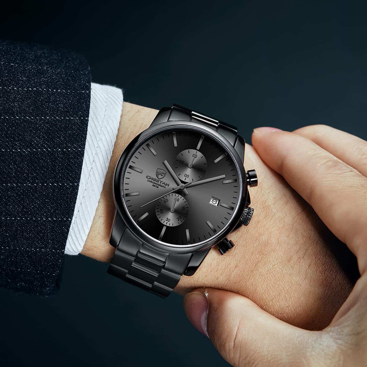 Foto 6 pulgar | Reloj Golden Hour Con Cronógrafo De Acero Inoxidable Para Hombre, Color Gris - Venta Internacional.