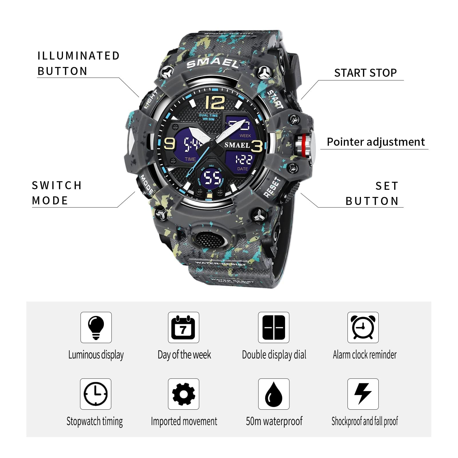 Foto 4 | Reloj Gosasa S-shock Multifunción Militar Impermeable Para Hombre - Venta Internacional.