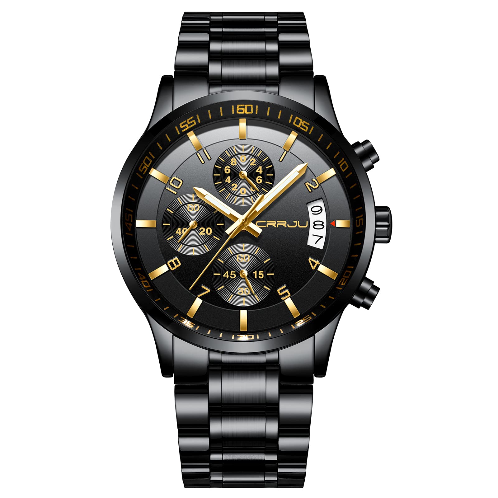 Reloj Crrju Para Hombre, Lujoso, Casual, Impermeable, Negro - Venta Internacional.