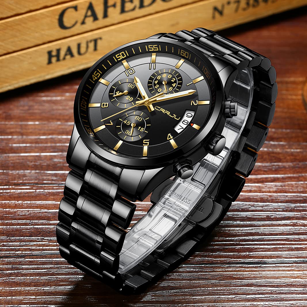 Foto 4 pulgar | Reloj Crrju Para Hombre, Lujoso, Casual, Impermeable, Negro - Venta Internacional.