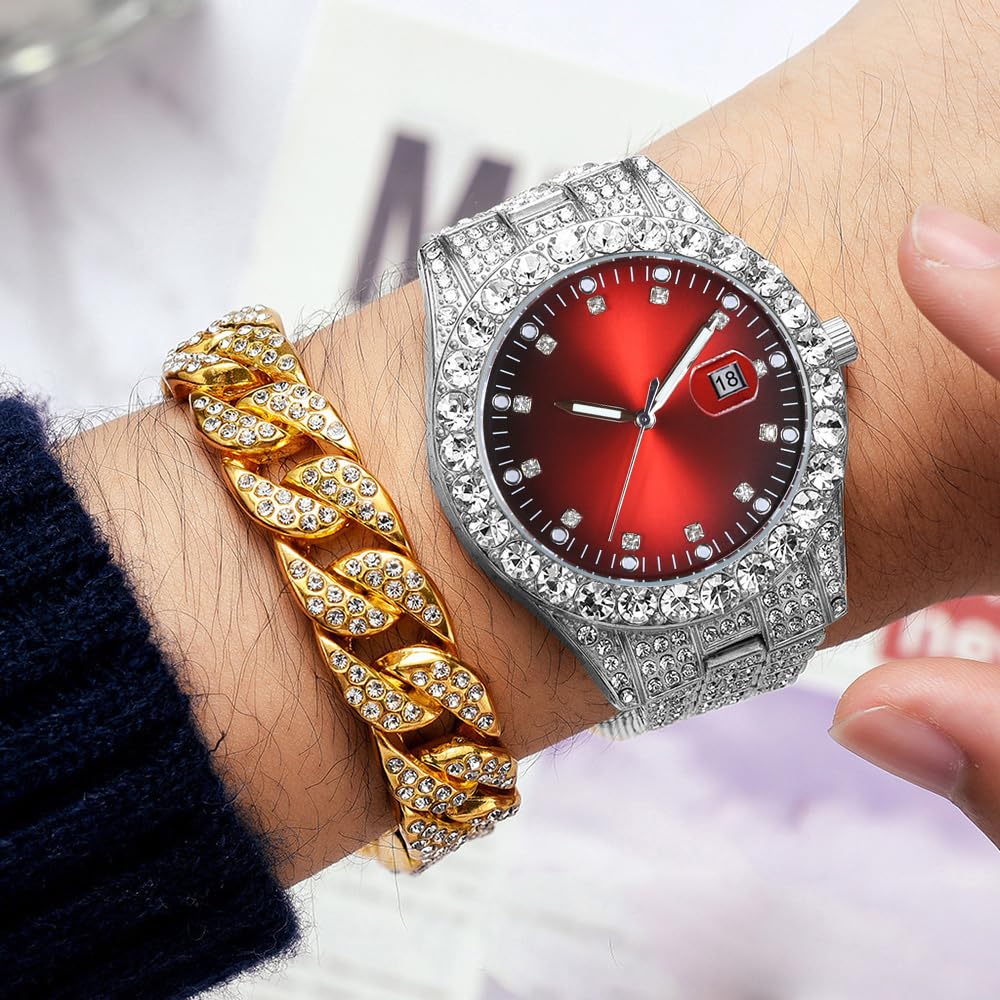 Foto 5 pulgar | Reloj Hunruy Hip Hop Iced-out Bling Diamond Luxury Para Hombre - Venta Internacional.