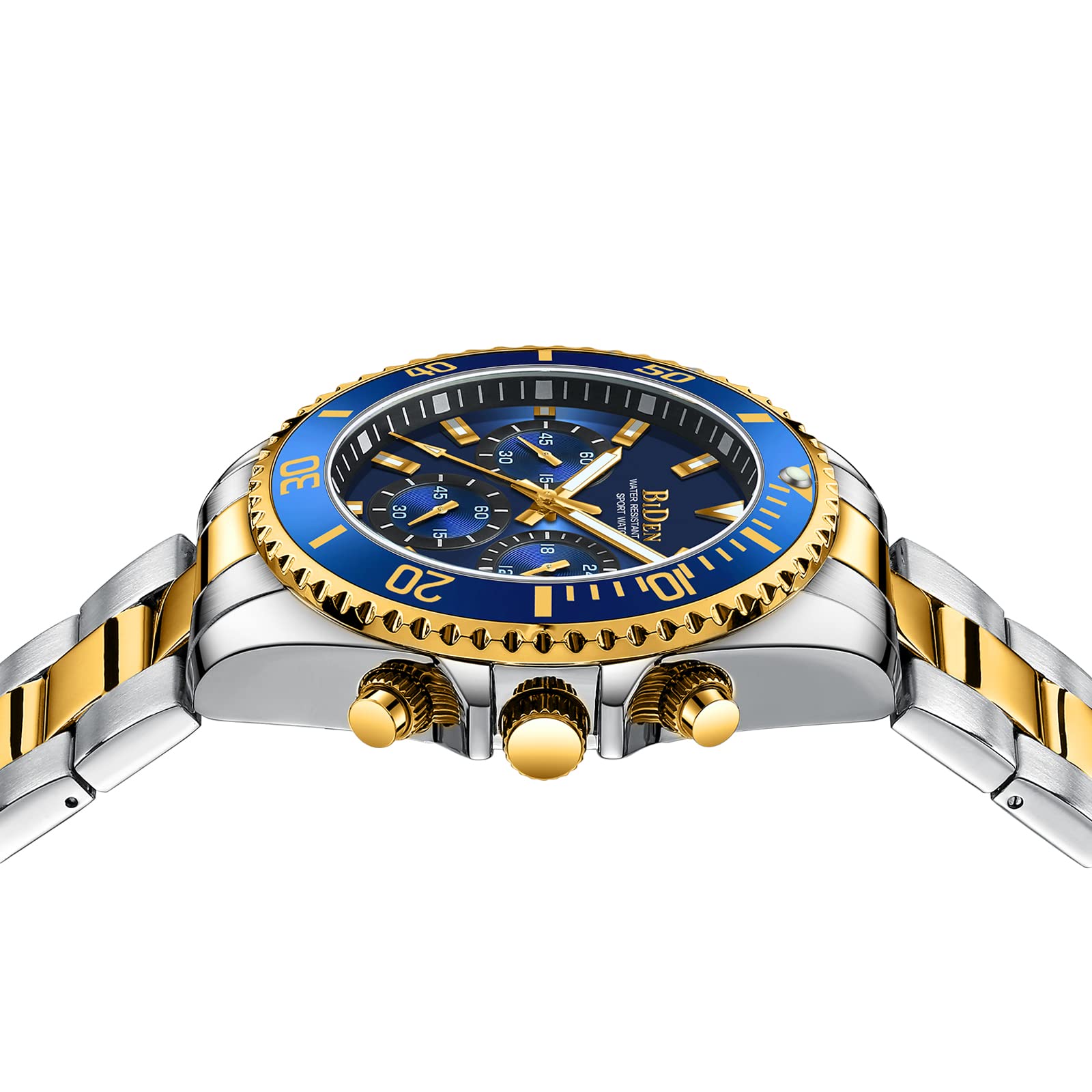 Foto 5 | Reloj Biden Chronograph Oro Azul Acero Inoxidable Para Hombre - Venta Internacional.