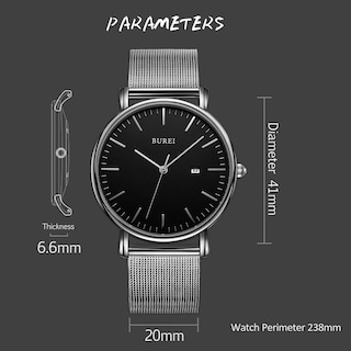 Foto 4 | Reloj Burei Fashion Minimalista Con Fecha Analógica De Acero Inoxidable - Venta Internacional.