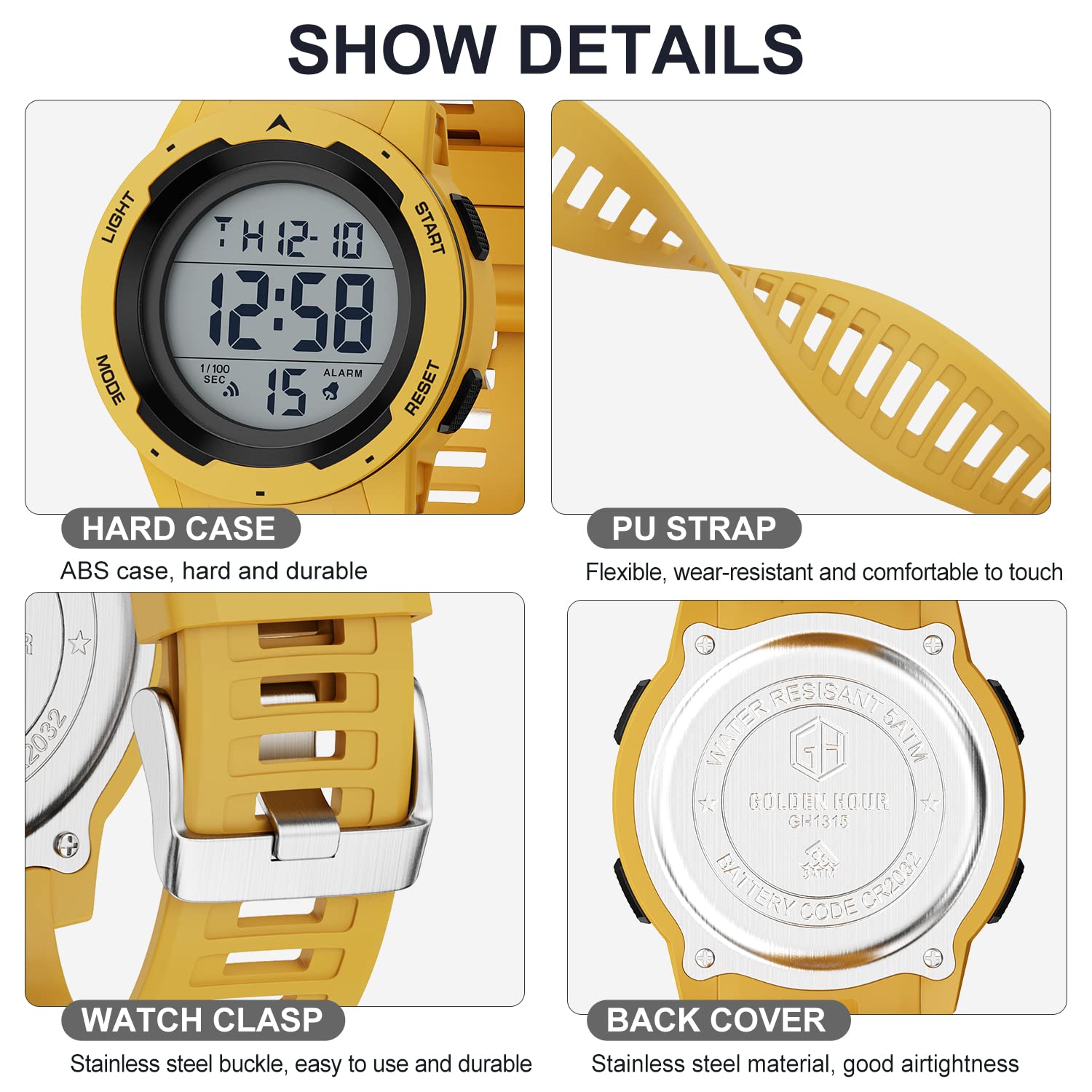 Foto 4 pulgar | Reloj Deportivo Golden Hour Waterproof Digital Para Hombre - Venta Internacional.