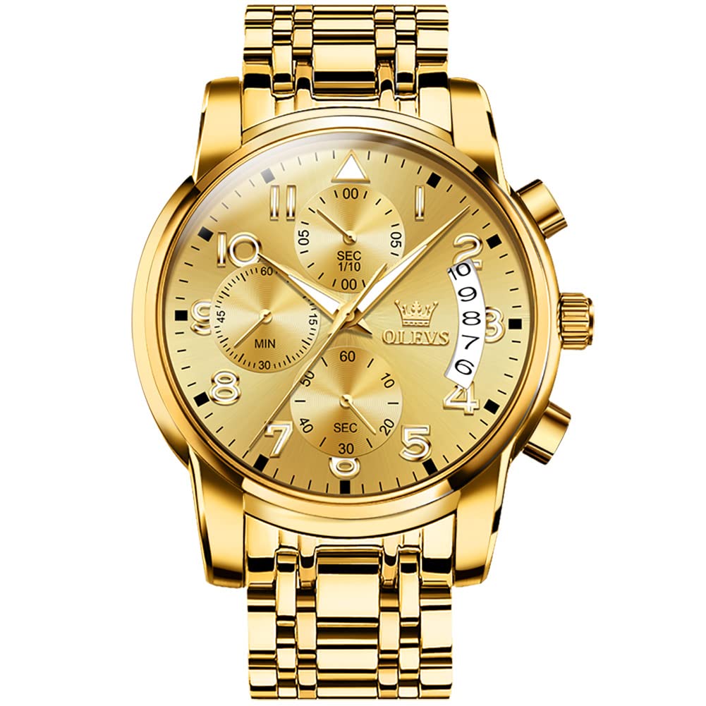 Reloj Olevs Gold Para Hombre De Acero Inoxidable Resistente Al Agua - Venta Internacional.