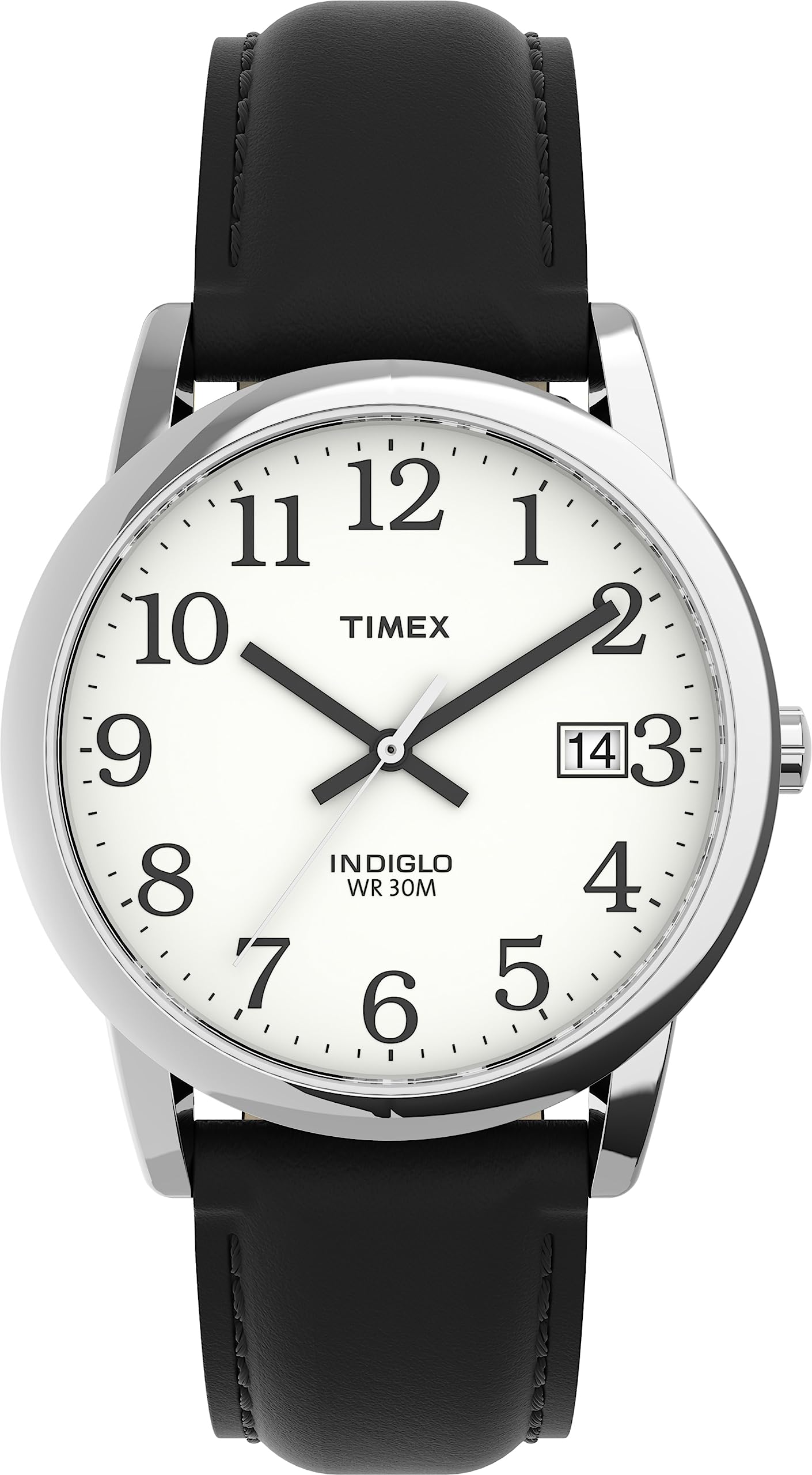 Foto 2 pulgar | Reloj Timex Easy Reader T2h281, Correa De Piel Negra De 35 Mm - Venta Internacional.