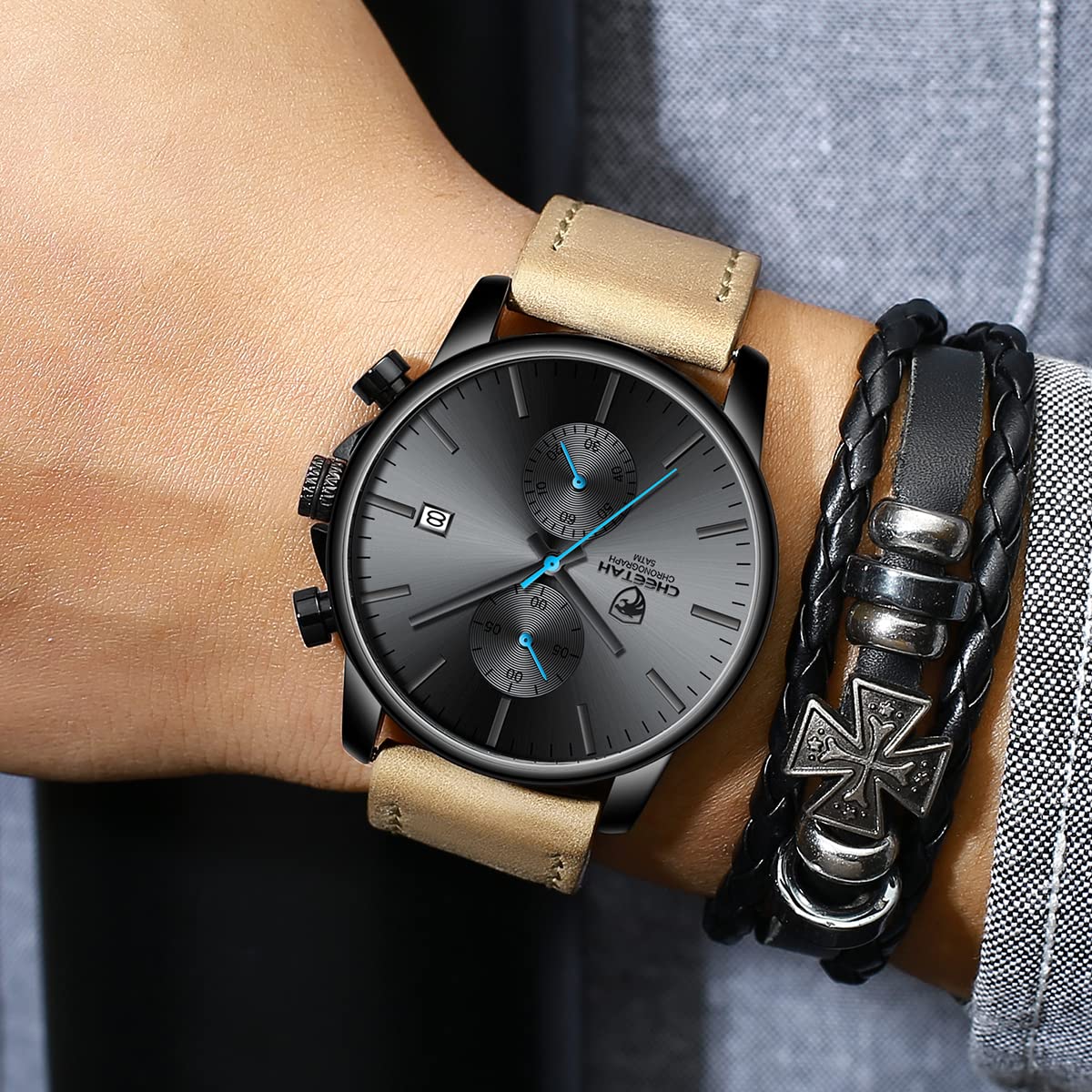 Foto 7 | Reloj Cronógrafo Minimalista A La Moda Golden Hour Para Hombre - Venta Internacional.