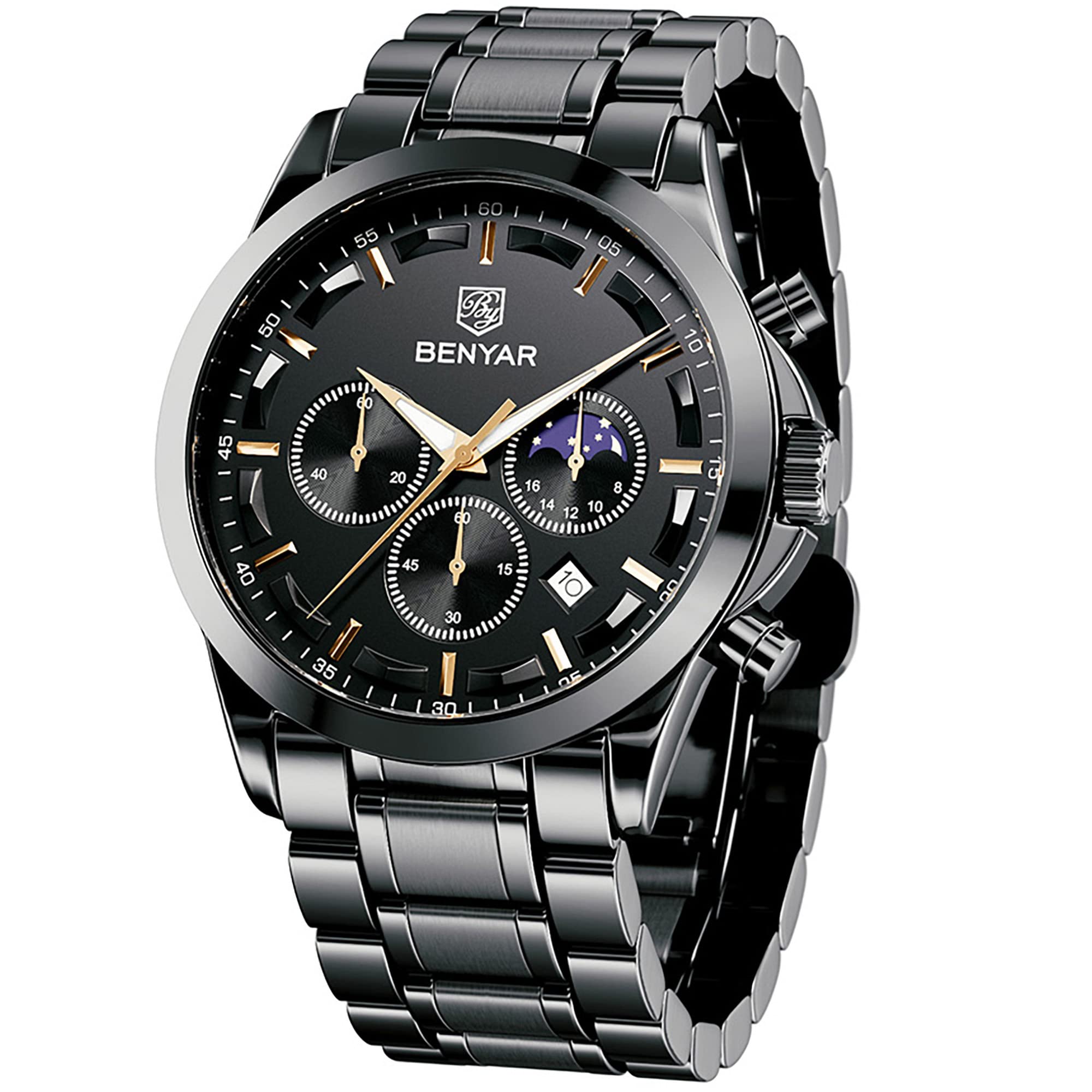 Reloj By Benyar Chronograph Quartz De Acero Inoxidable Para Hombre - Venta Internacional.