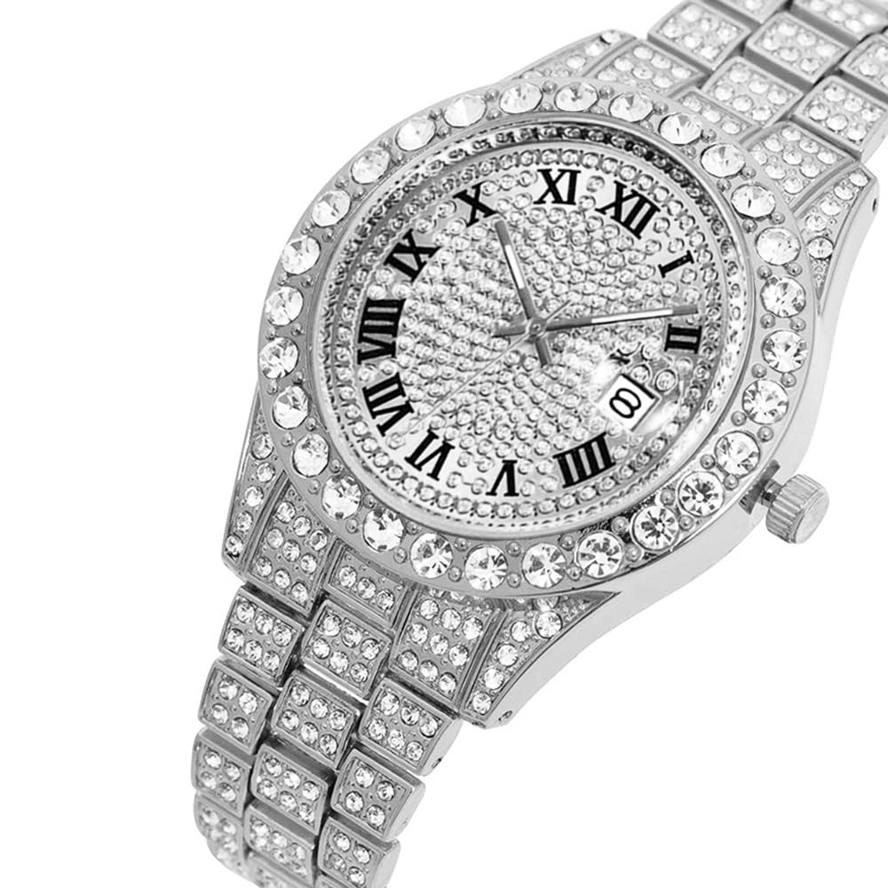 Foto 3 pulgar | Reloj Hunruy Hip Hop Iced-out Bling Diamond Luxury Para Hombre - Venta Internacional.