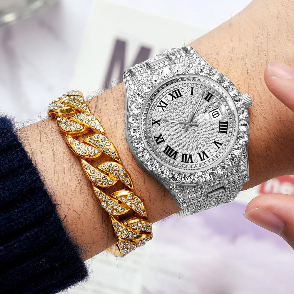 Foto 4 pulgar | Reloj Hunruy Hip Hop Iced-out Bling Diamond Luxury Para Hombre - Venta Internacional.